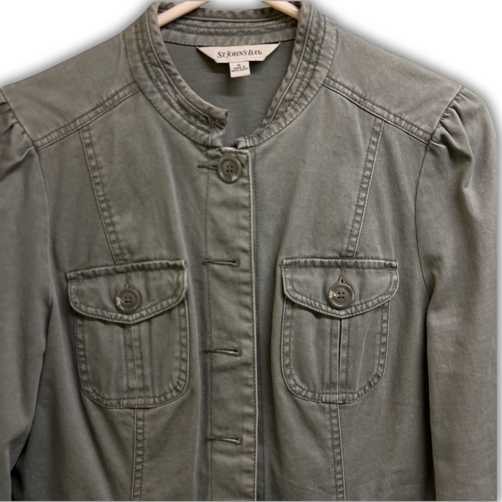 St. Johns Bay St. Johns Bay Green Utility Jacket Medium Cotton Blend Women Size M / US 6-8 / IT 42-44 - 4 Thumbnail