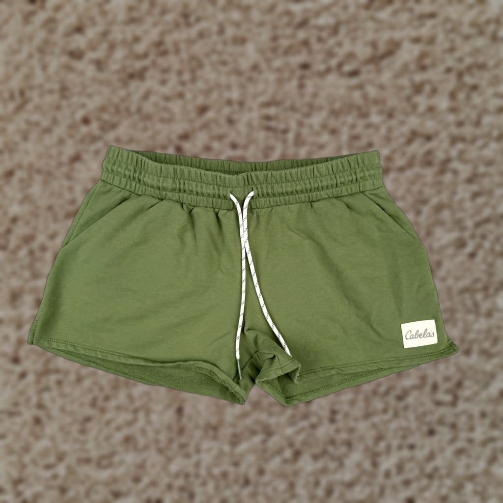 Vintage Cabela's Shorts Women Medium Green Elastic Waist Sweat French Terry Cotton 32x3 Size 32" / US 10 / IT 46 - 1 Thumbnail