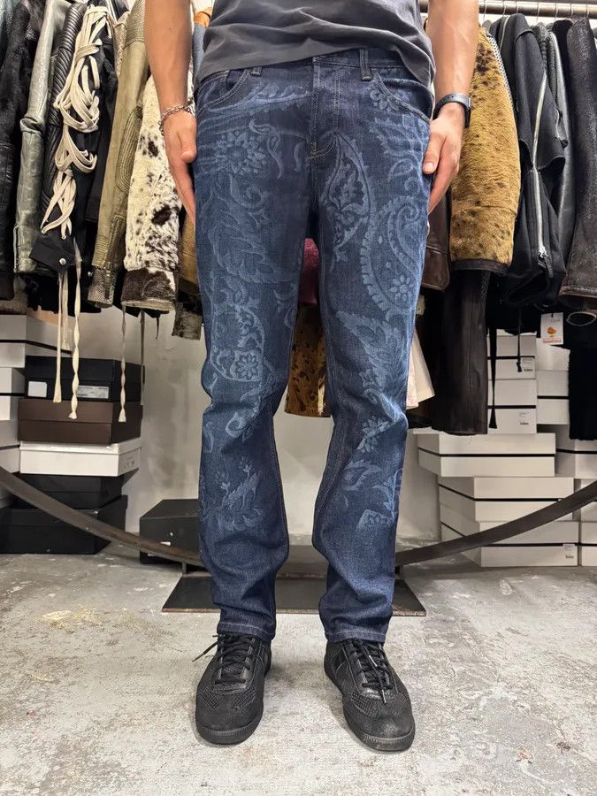 Designer × Gucci × Vintage Gucci Navy Brut Floral Denim Jeans Size US 32 / EU 48 - 1 Thumbnail