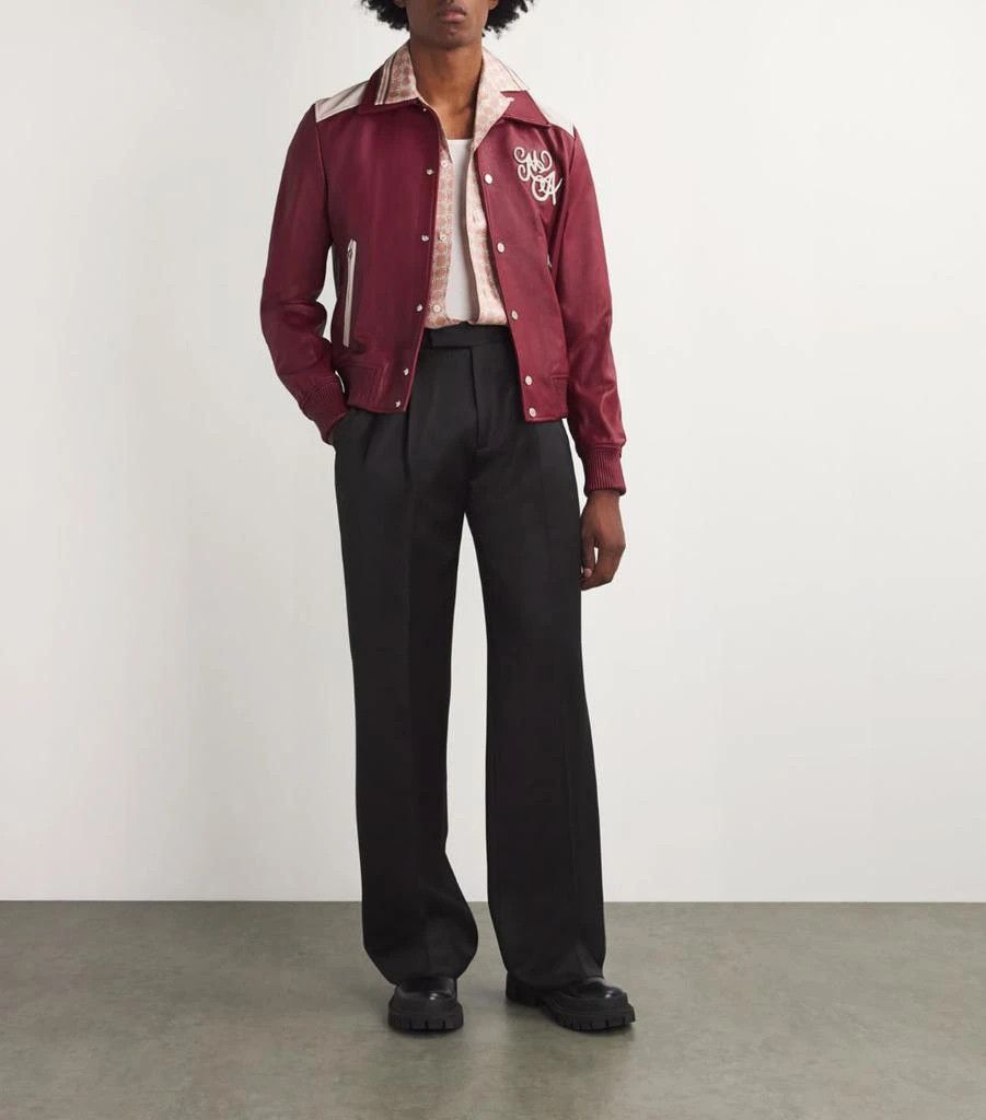 Amiri o1s1wg111125 Logo Leather Jacket in Burgundy/White Size US S / EU 44-46 / 1 - 2 Thumbnail