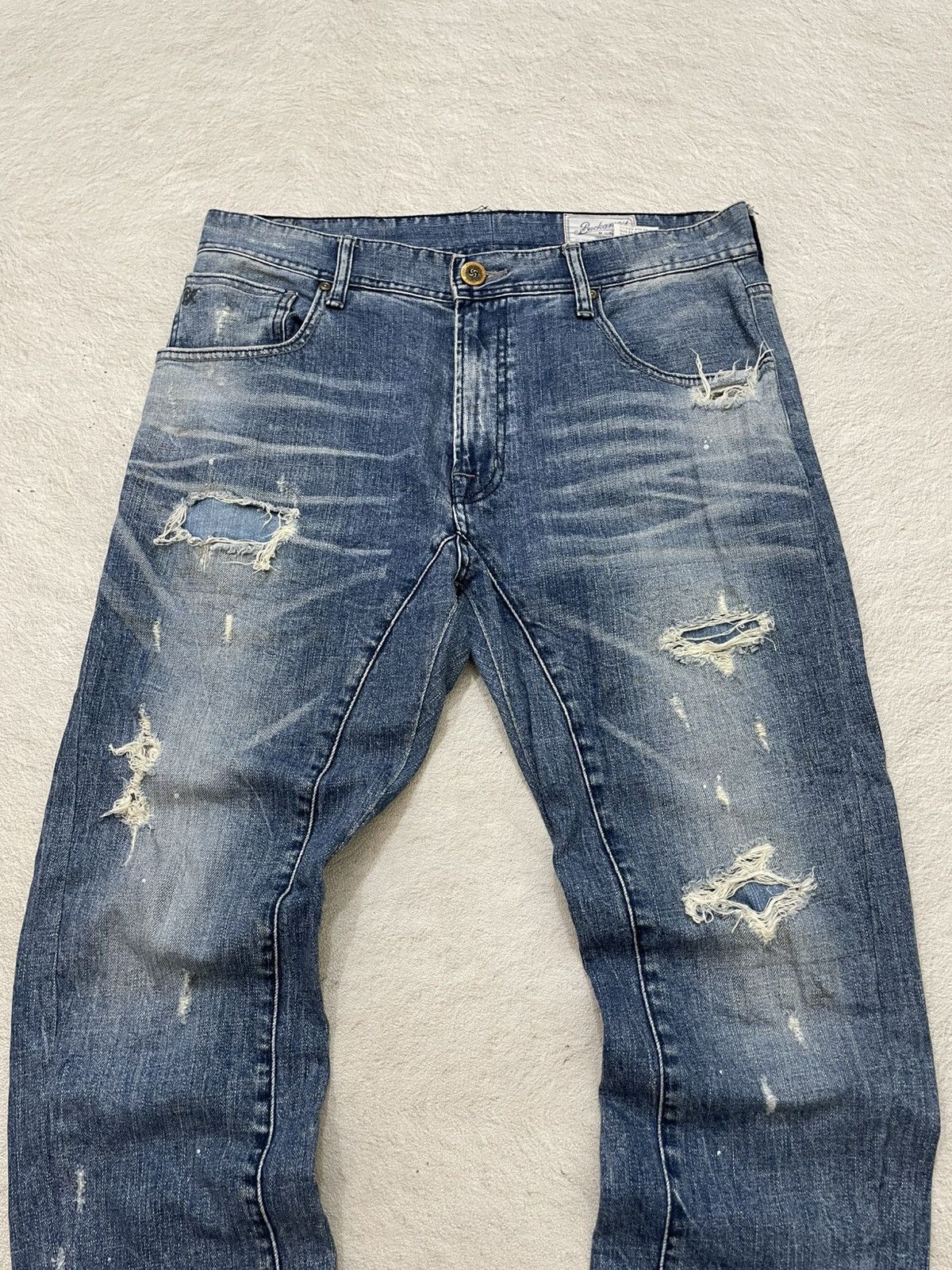 If Six Was Nine 2000s Diesel Ripped Denim Distressed Wash Jeans Y2K LGB if6 Size US 33 - 2 Thumbnail
