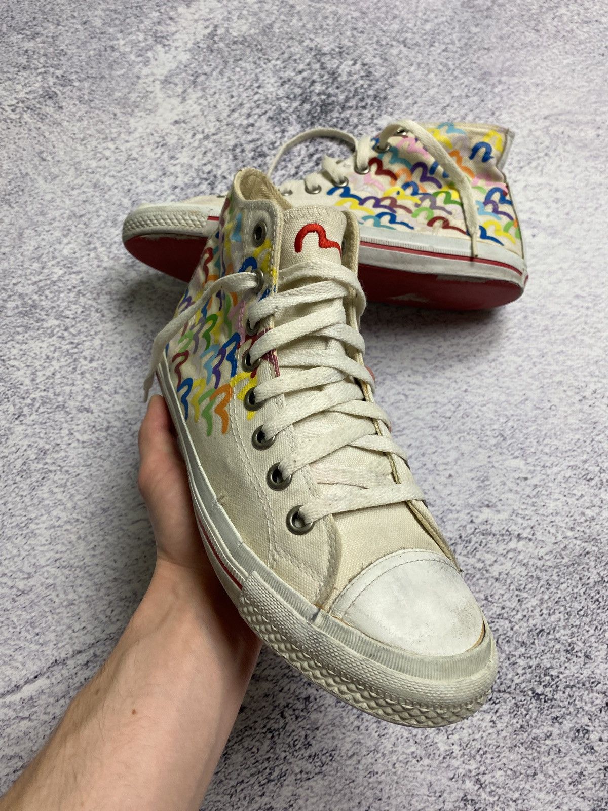 Evisu × Vintage Vintage Evisu Rainbow Repeat Logo Shoes High Top Sneakers Size US 9 / EU 42 - 4 Thumbnail