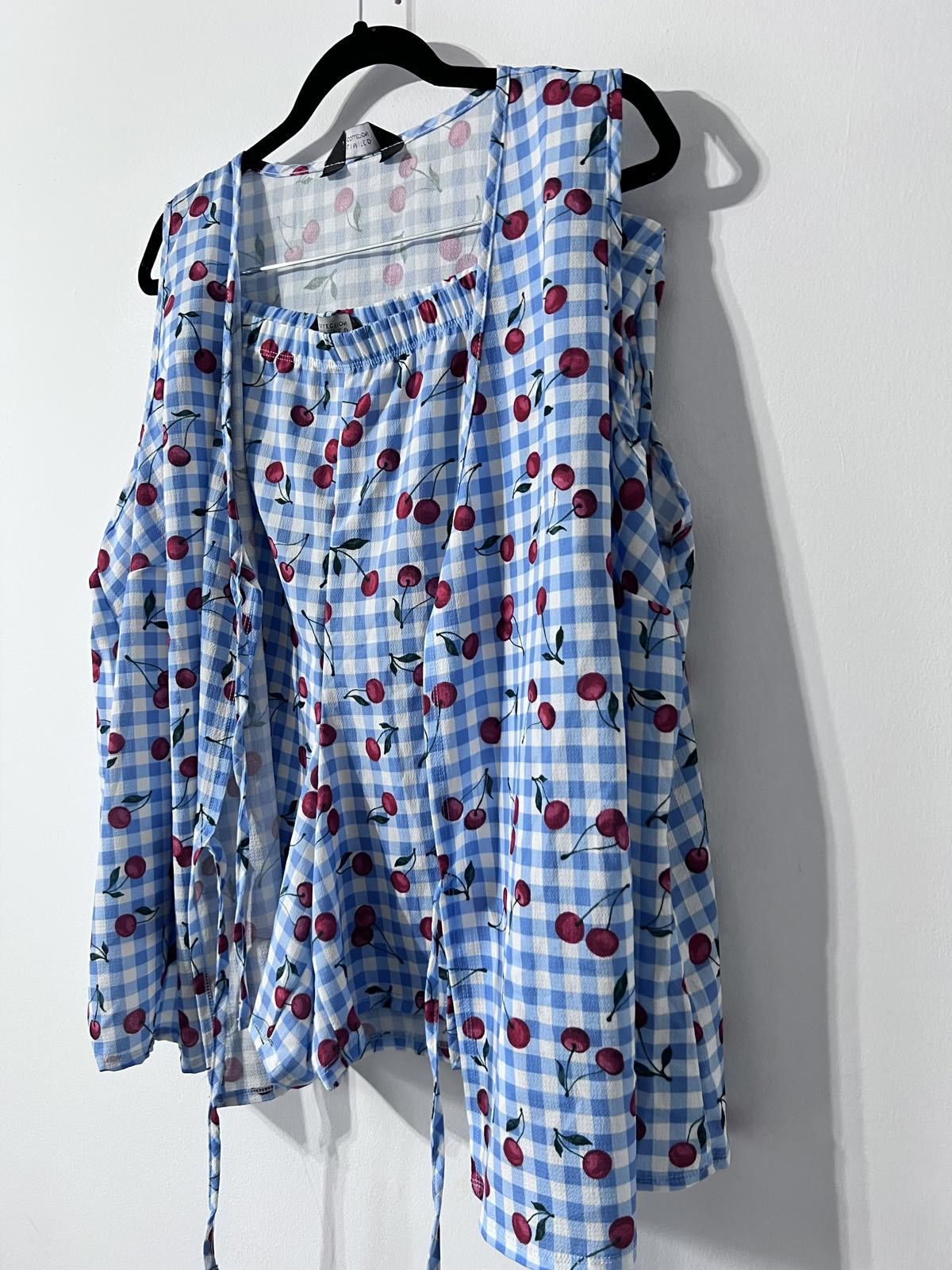 Other Yours Cherry Print Gingham Co-ord Set – UK 22/24 & 26/28 Size ONE SIZE - 3 Thumbnail