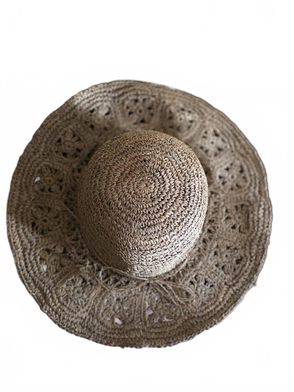 Other Tropical Trends Straw Sun Hat Floral Brim One Size Boho Fun Size ONE SIZE - 8 Thumbnail