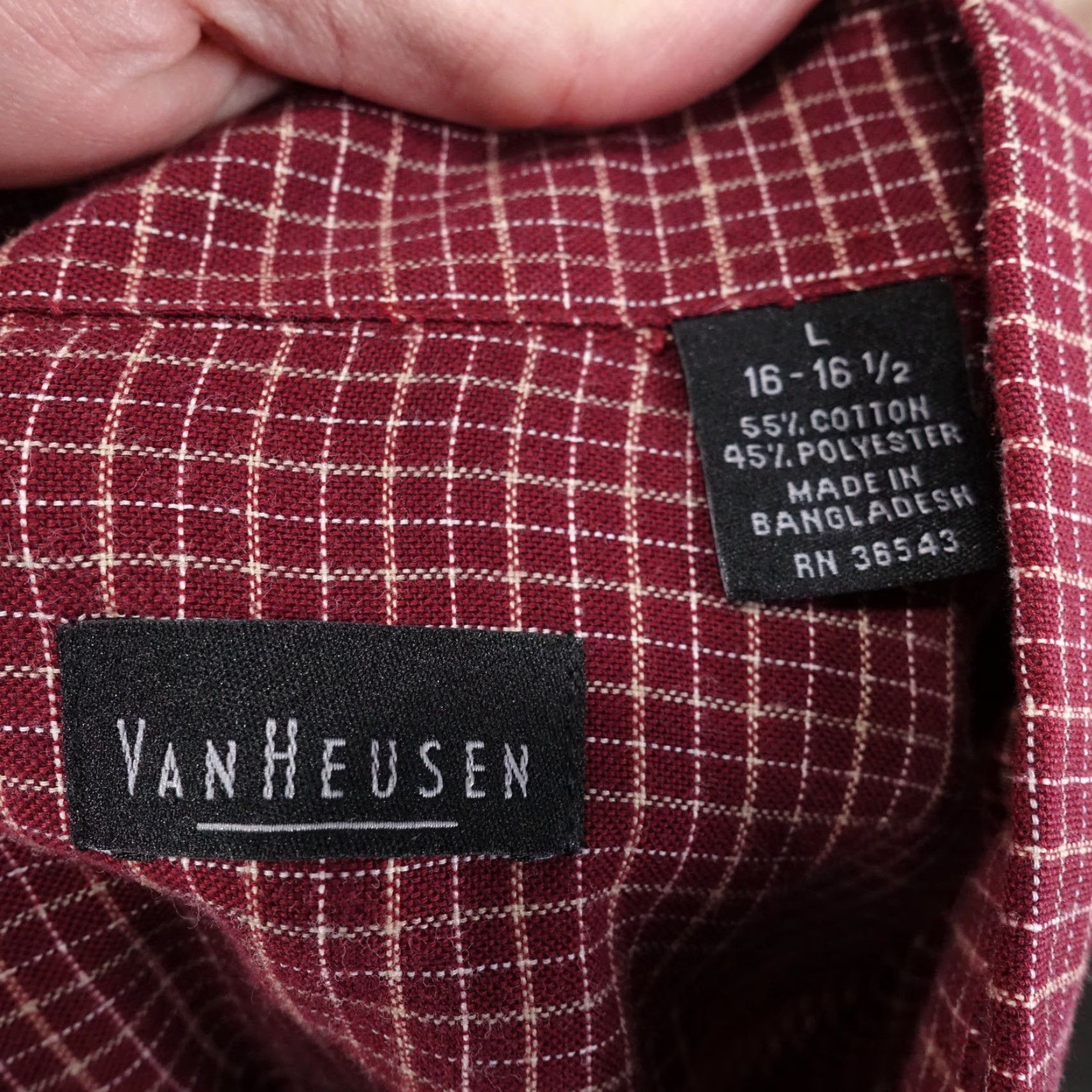 Van Heusen VAN HEUSEN Red Check Long Sleeve Button-Up Shirt Mens L Regular Fit Size US L / EU 52-54 / 3 - 6 Thumbnail