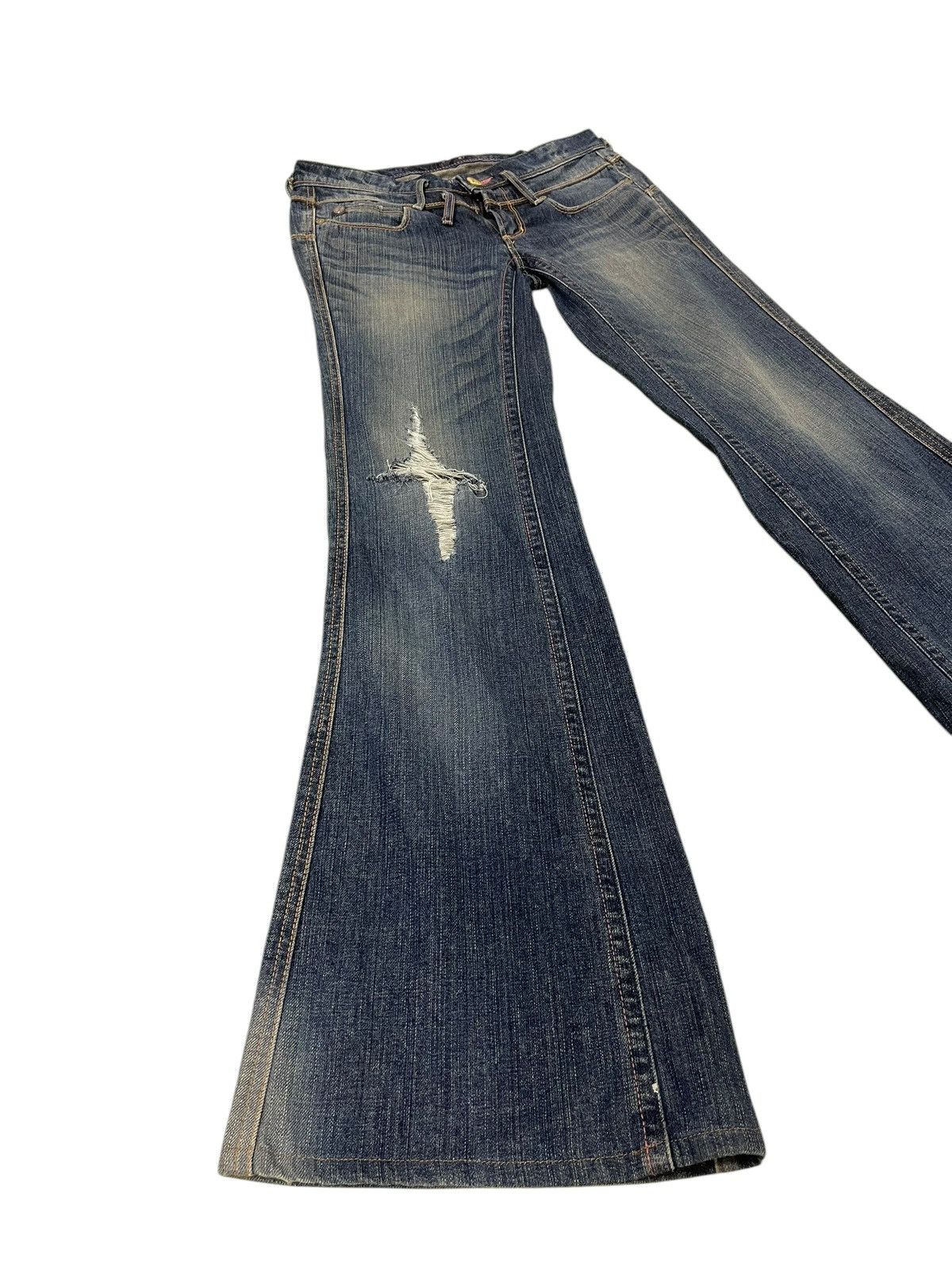 Comme des Garcons Flare Jeans Vienus Jean Edwin Distress Stretch Low Rise 2🟦 Size US 28 / EU 44 - 1 Thumbnail