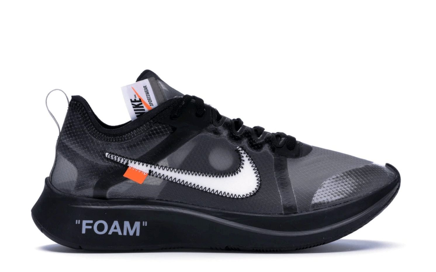 Off-White Nike Zoom Fly Black Silver Size US 5 / EU 37 - 1 Thumbnail