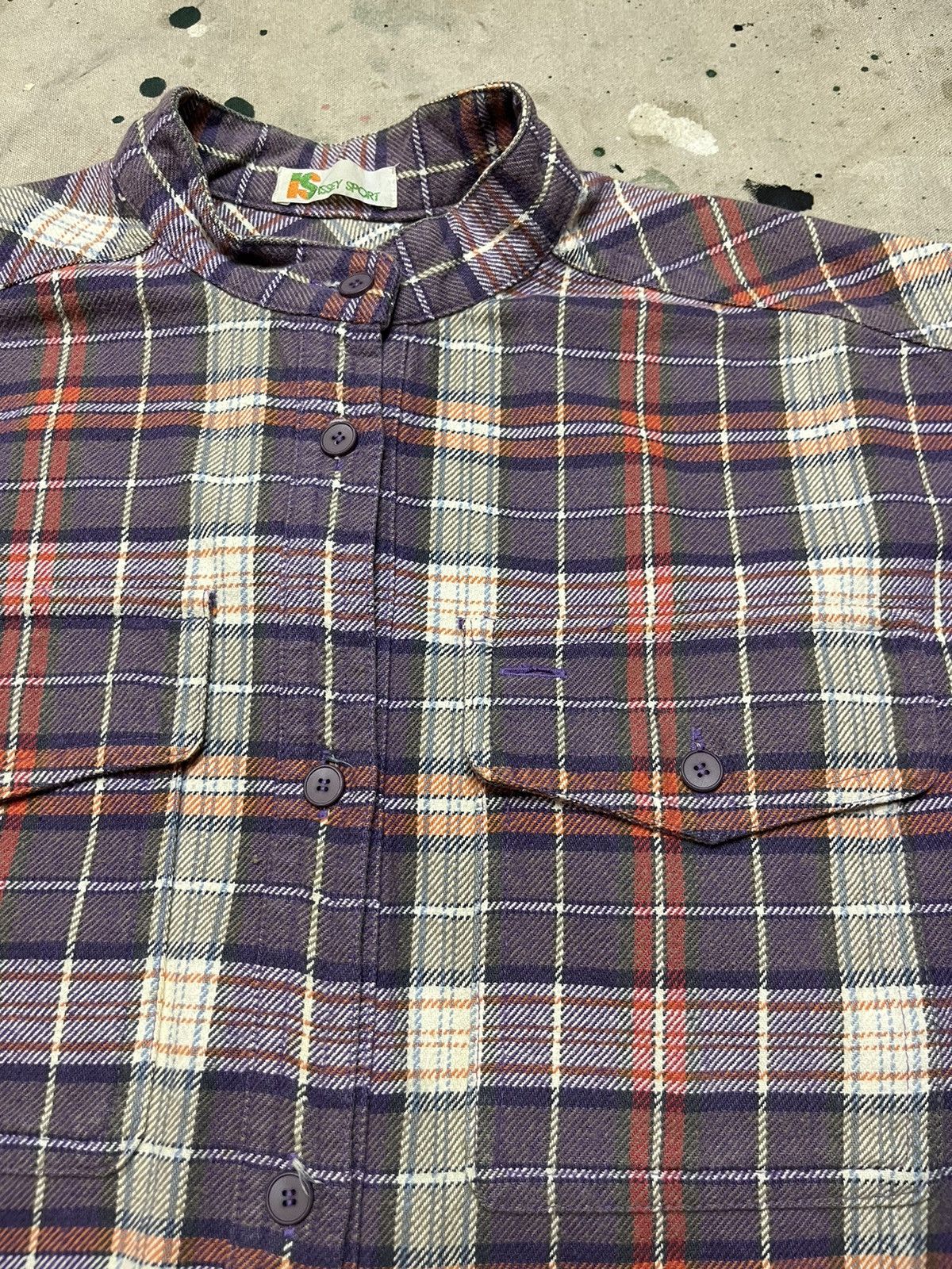 Issey Miyake Vintage Issey Sport Mandarin Collar Plaid Flannel Shirt Size L / US 10 / IT 46 - 5 Thumbnail