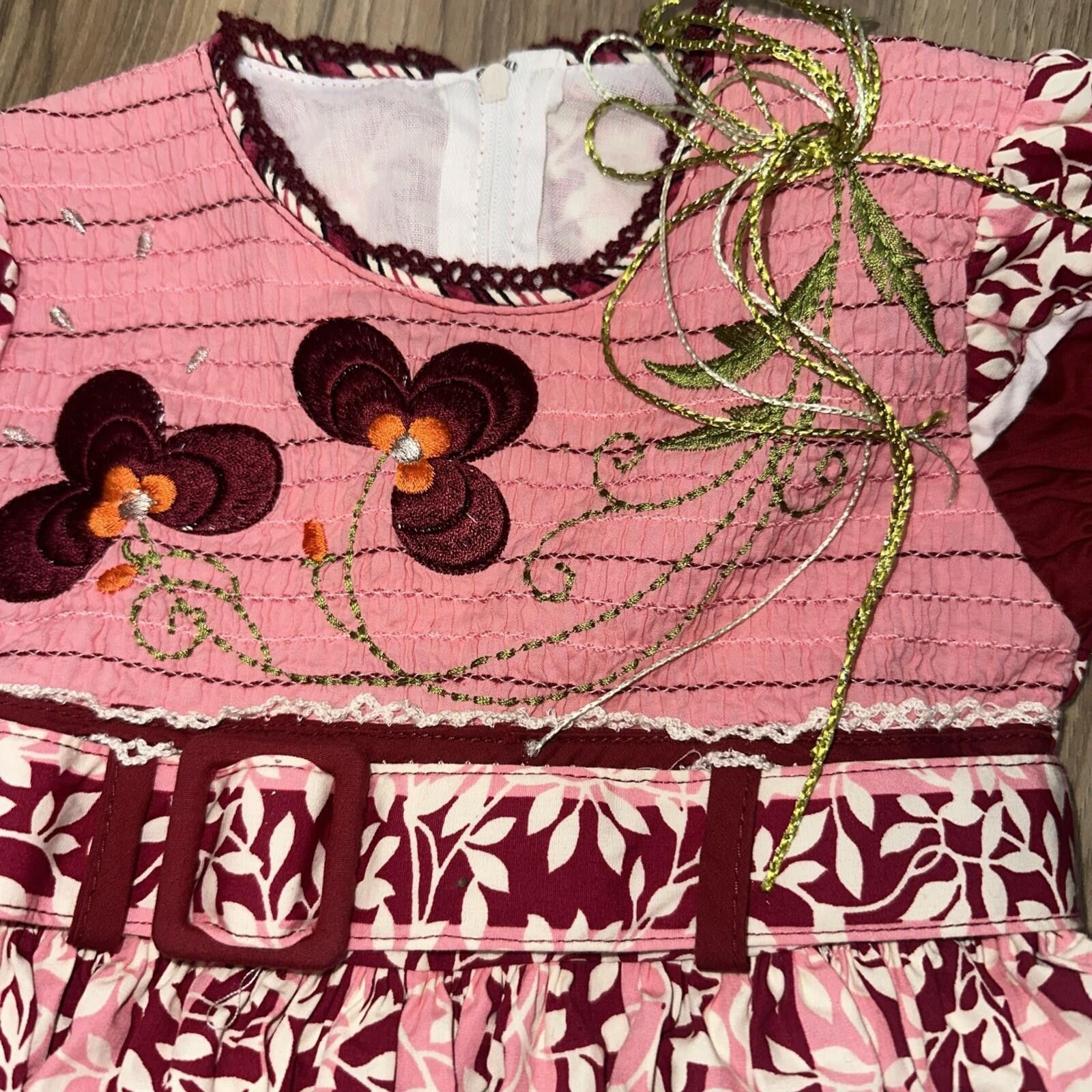 Other Girls Burgundy A Line Floral Two Layer Dress Size 4 T Size ONE SIZE - 6 Thumbnail