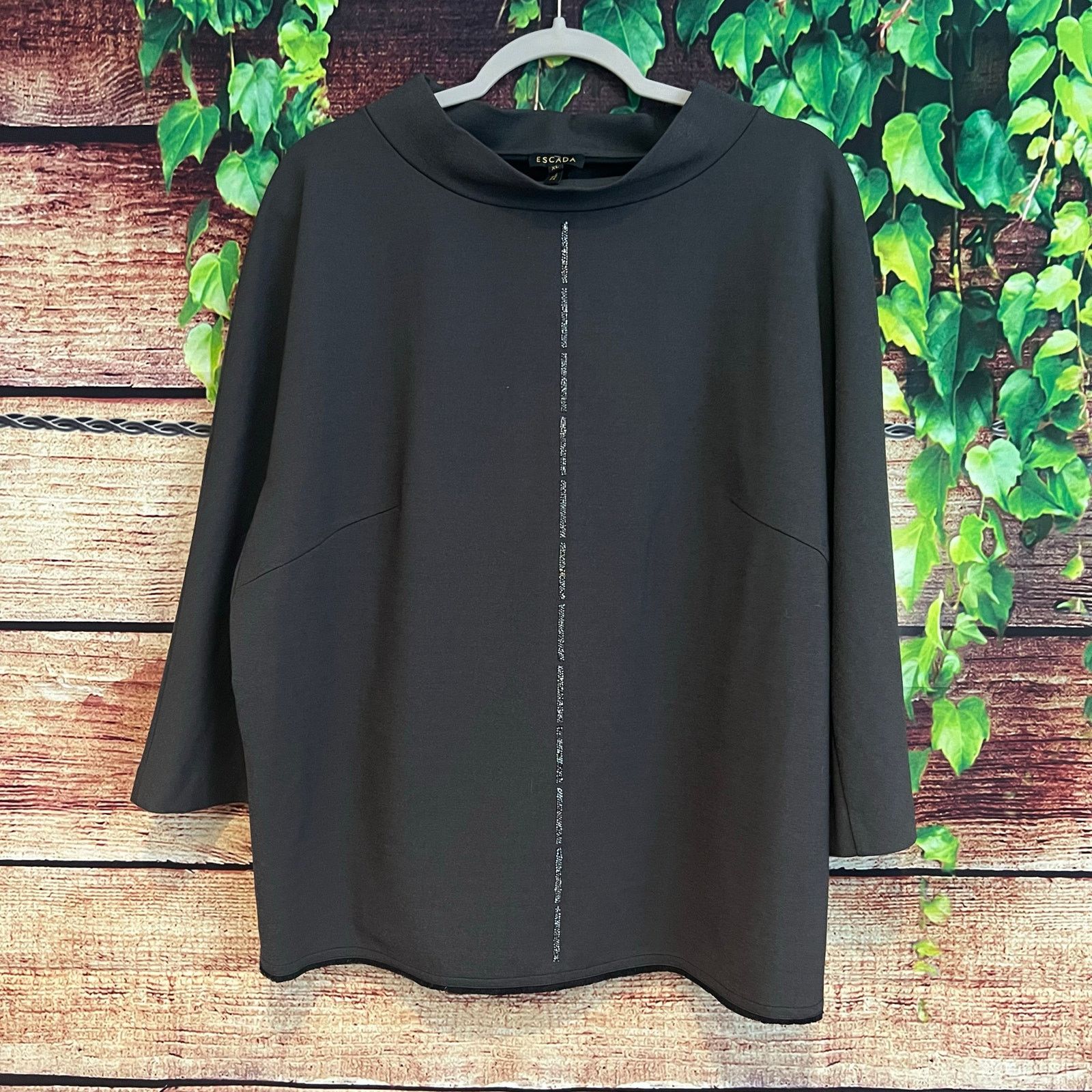 Escada Escada Blouse Turtleneck Rhinestone Glam Fringe XL Sweater Size XL / US 12-14 / IT 48-50 - 2 Thumbnail