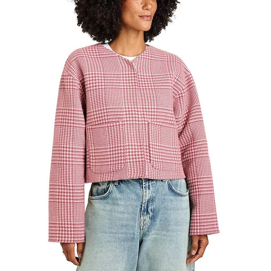 Splendid Splendid Women Coral Plaid Wool Reversible Jacket Size M Size M / US 6-8 / IT 42-44 - 1 Thumbnail
