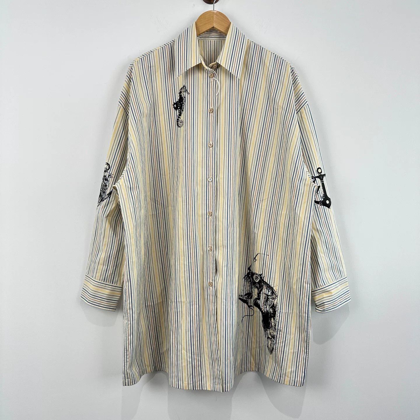 Prada Prada Striped Shirt with Fish Print Size M / US 6-8 / IT 42-44 - 1 Thumbnail