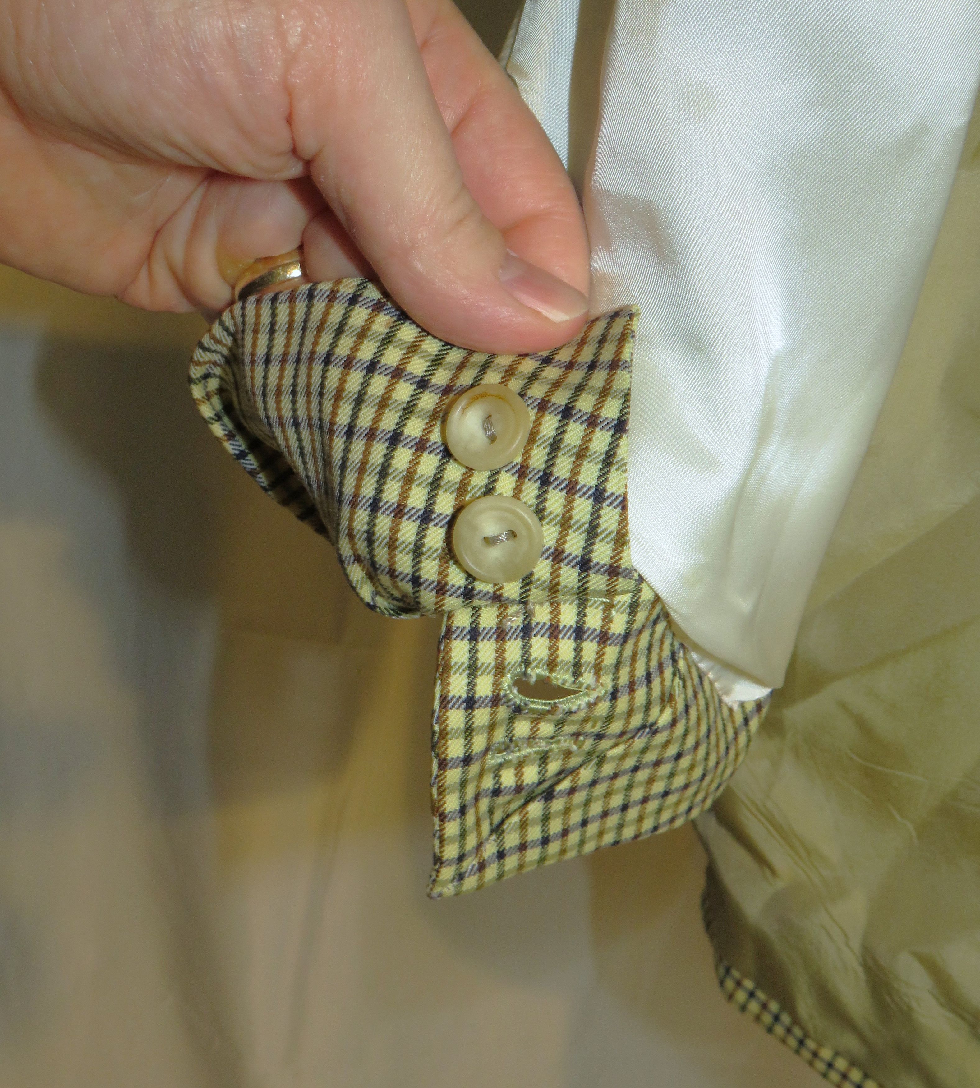 Henry Poole Savile Row Bespoke Cream Checked Two Button Sport Coat 44R Size 44R - 9 Thumbnail
