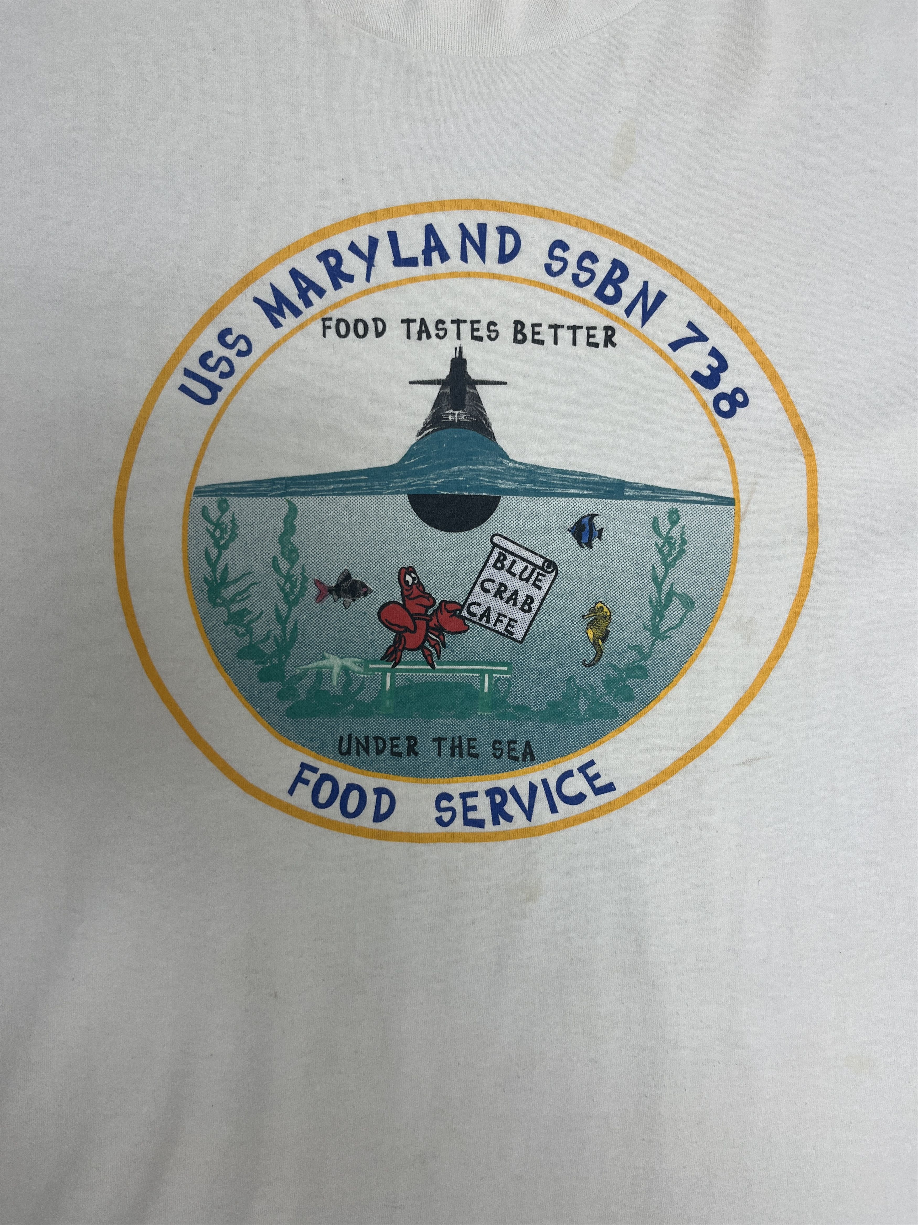 Vintage USS Maryland SSBN-738 Food Service Vintage T-Shirt Tee Size US L / EU 52-54 / 3 - 2 Thumbnail