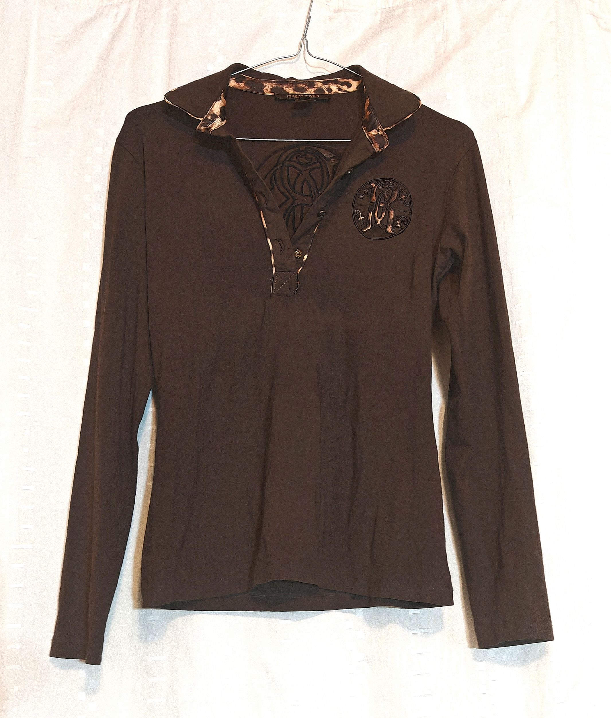Roberto Cavalli Vintage Roberto Cavalli Brown Polo Shirt Animal Print sz XL Size XL / US 12-14 / IT 48-50 - 1 Thumbnail