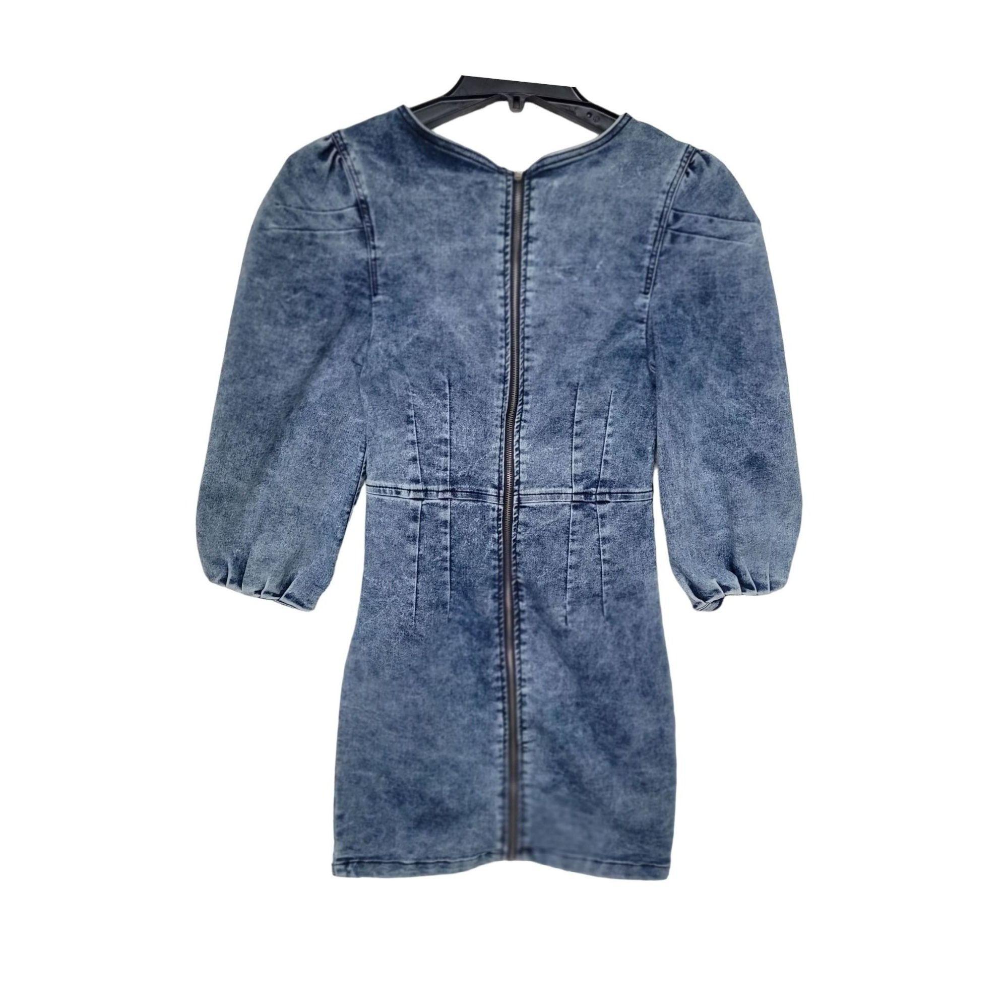 Missguided ⭐Parisian denim puff sleeve bodycon mini Women's dress Size Size M / US 6-8 / IT 42-44 - 4 Thumbnail