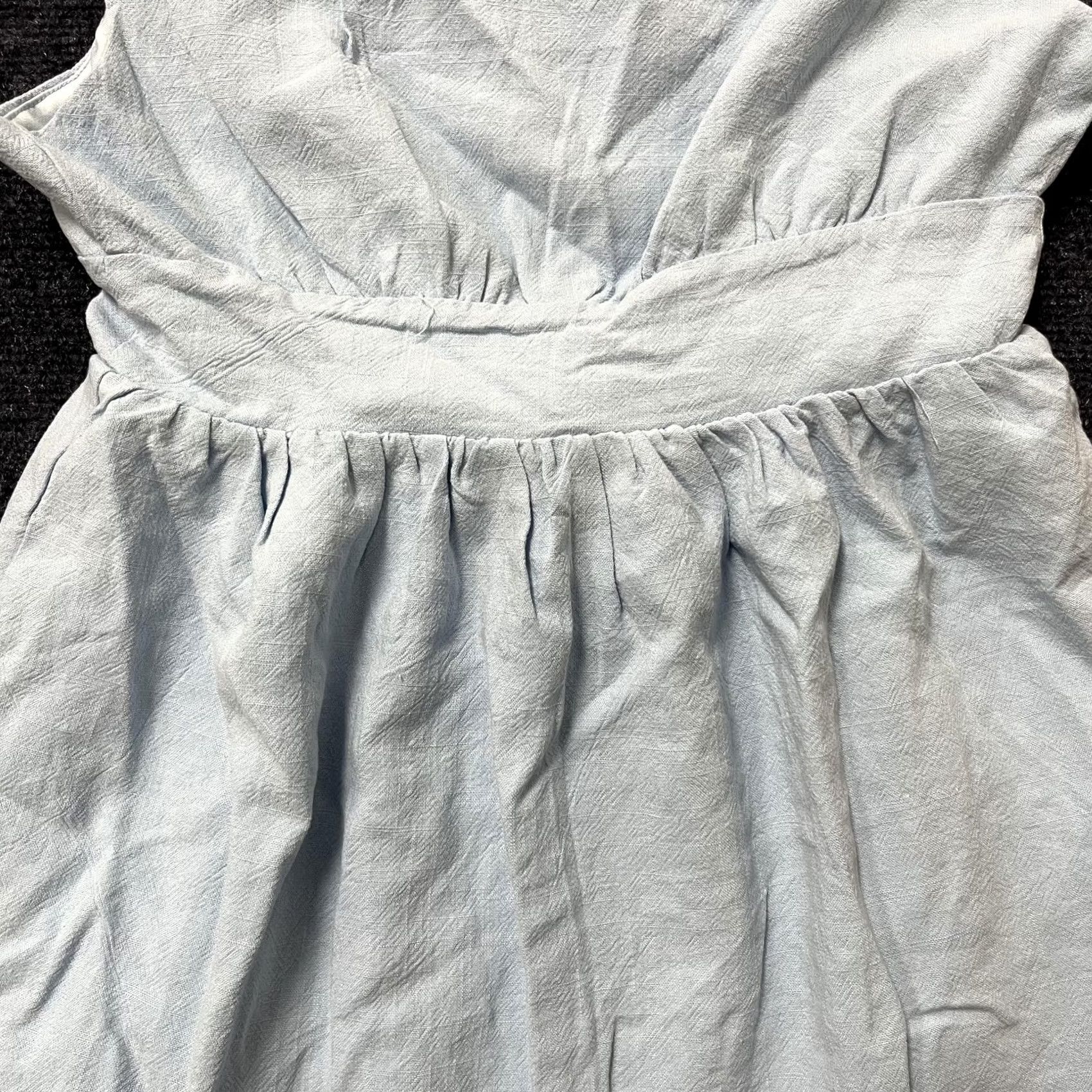 Vintage L.A. HEART Sundress Juniors S Light Blue Linen Blend Sleeveless Tie Back Strappy Sweetheart Neckline Short Dress Size S / US 4 / IT 40 - 2 Thumbnail