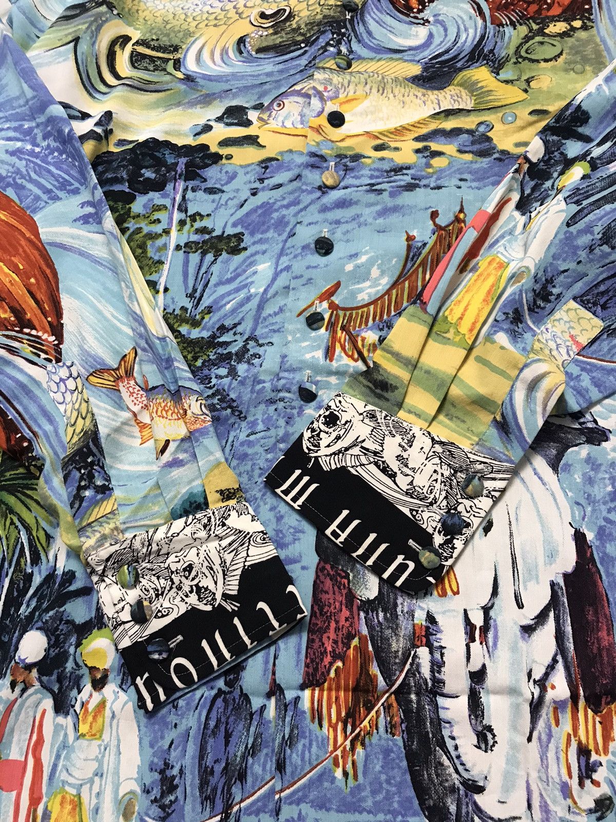 Art Comes First × La Martina 90s Luna Martino Full Print Fish And Man Button Shirt Size US M / EU 48-50 / 2 - 9 Thumbnail