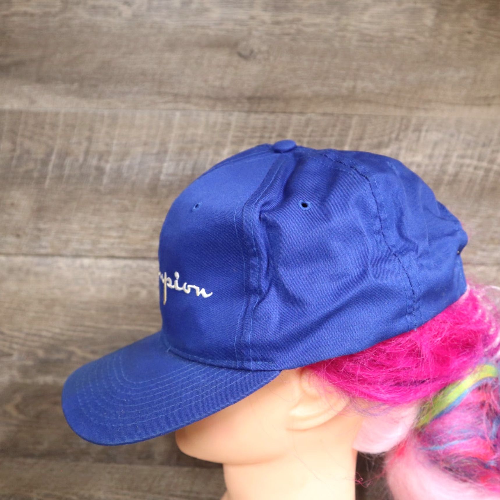 Champion Champion Hat Cap Blue Adult Adjustable Strapback Shirt Hats Adult Blue Champion Casual 90s? Size ONE SIZE - 4 Thumbnail