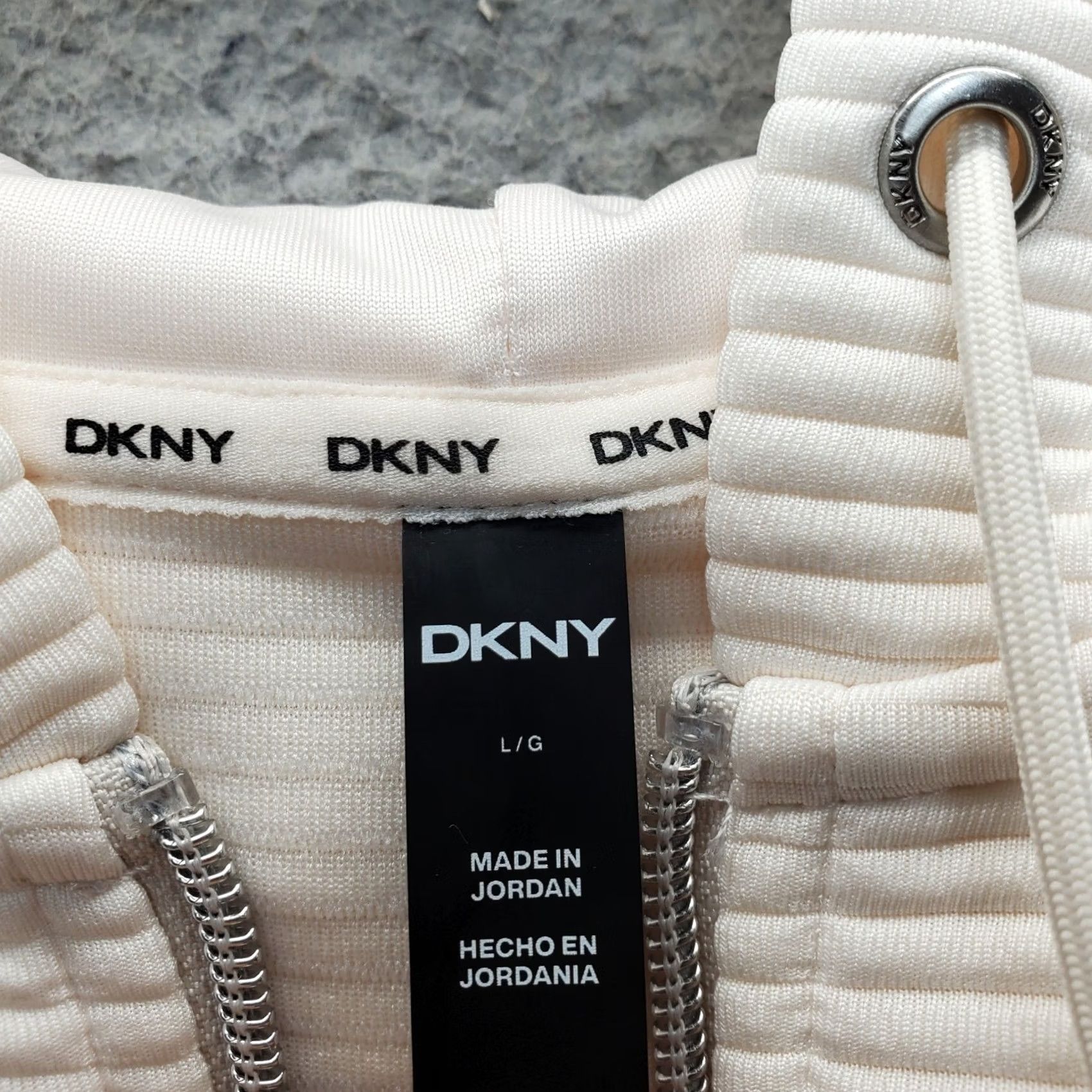 DKNY DKNY Hooded Jacket Womens L White Chest 22.5 Length 25 Pockets Zipper Basic Jacket Size L / US 10 / IT 46 - 7 Thumbnail