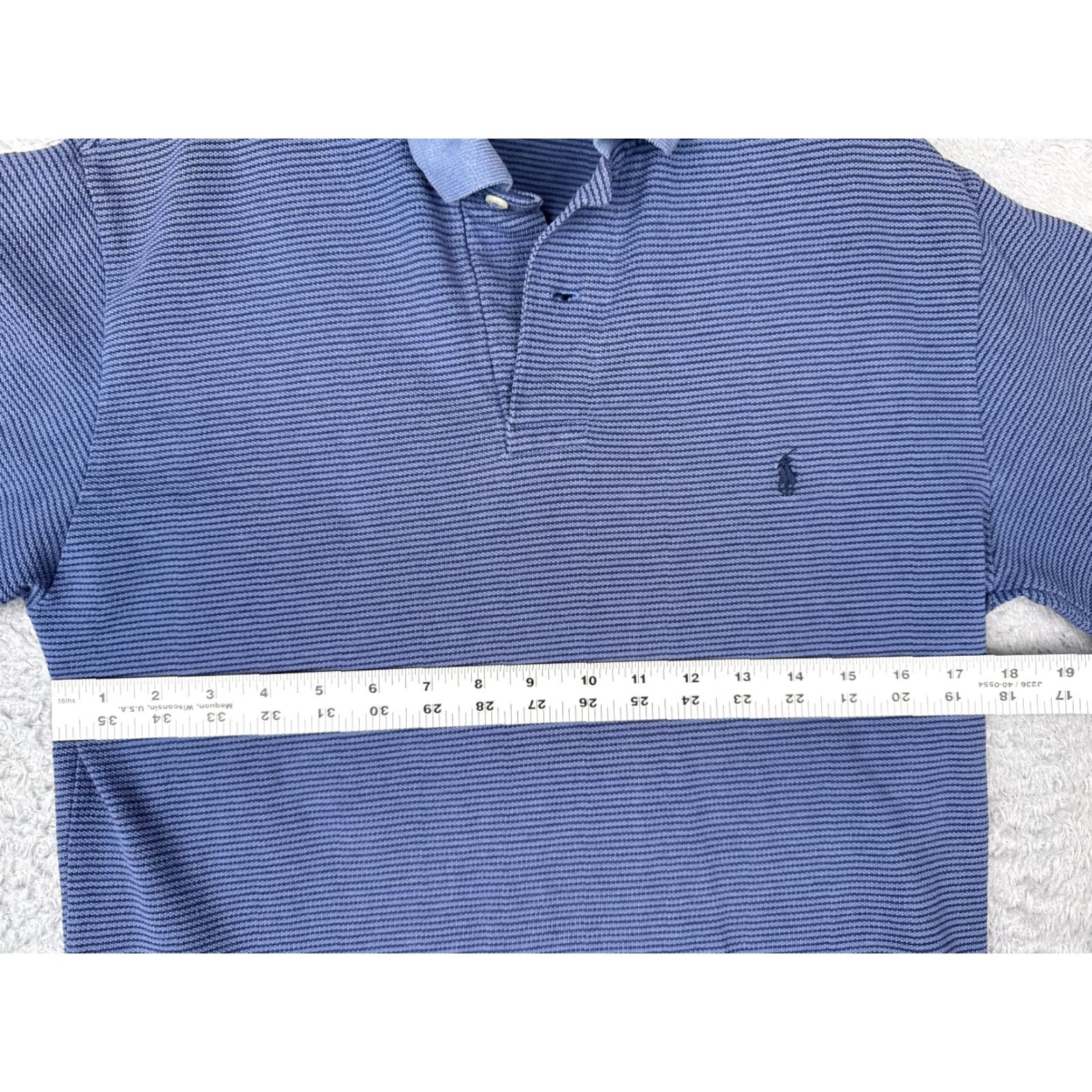 Ralph Lauren VINTAGE Ralph Lauren Polo Shirt Men S Blue Stripe 100% Cotton Slim Fit Long Sleeve Polo Shirt Men Small Blue Stripe 70s Theme Mens Size US S / EU 44-46 / 1 - 7 Thumbnail