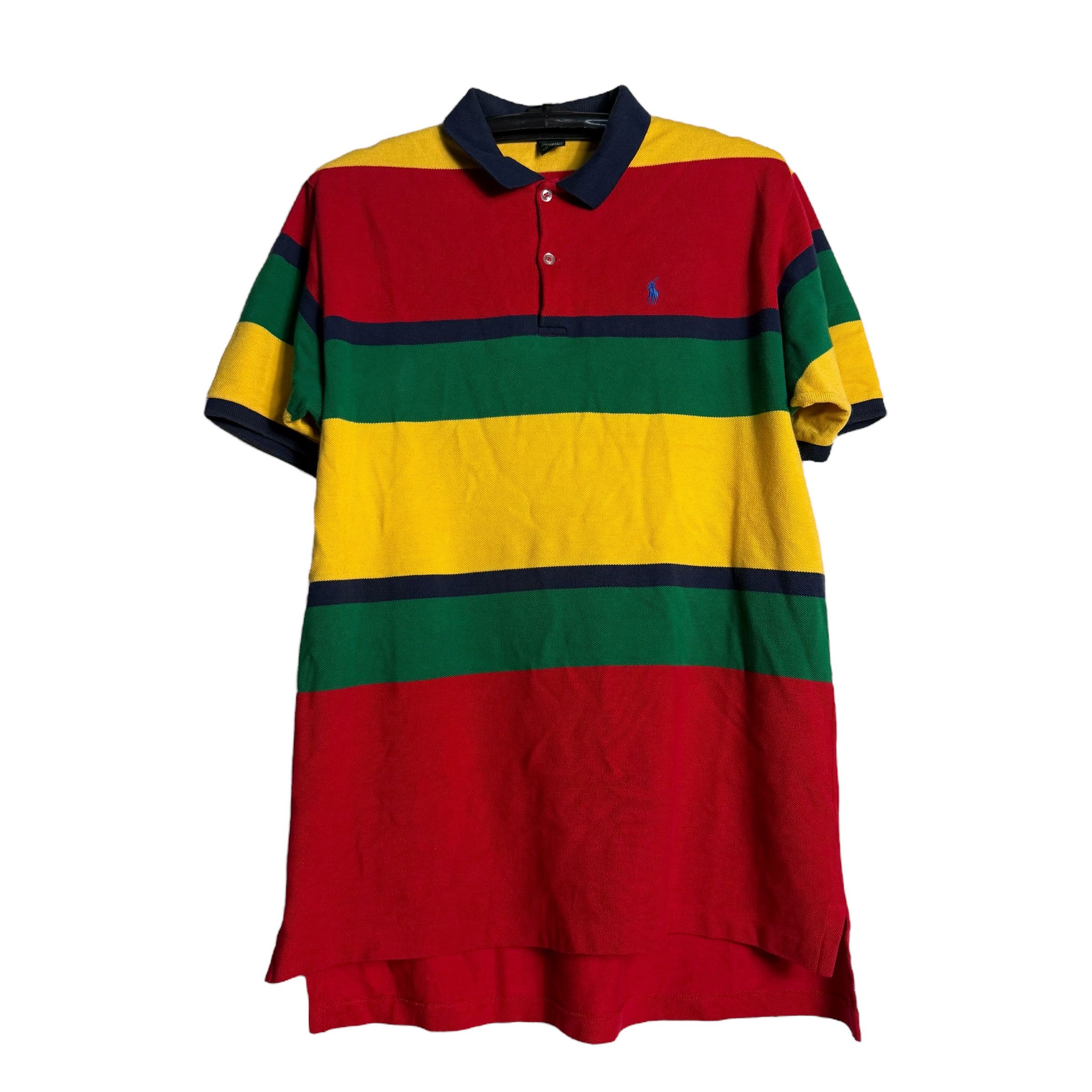 Polo Ralph Lauren 🔥RARE🔥Vintage Polo Ralph Lauren Stripes Rasta Polo Shirt Size US XL / EU 56 / 4 - 1 Thumbnail
