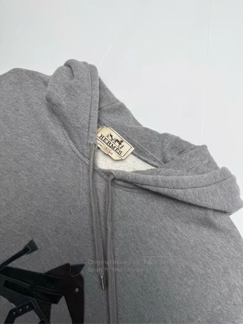 Hermes Hermes Gray classic leather-patched sweatshirt Size US L / EU 52-54 / 3 - 3 Thumbnail