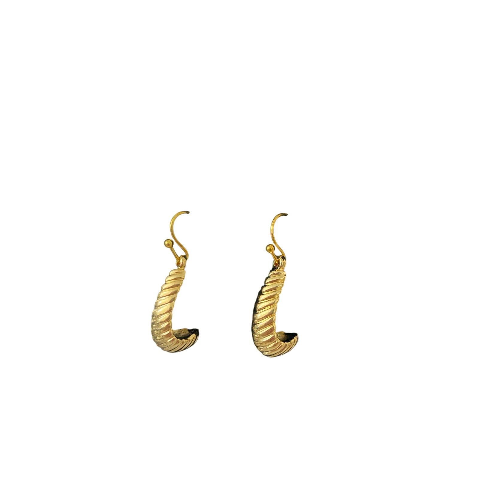 Handmade Upcycled etched gold tone curve earrings Size ONE SIZE - 1 Thumbnail