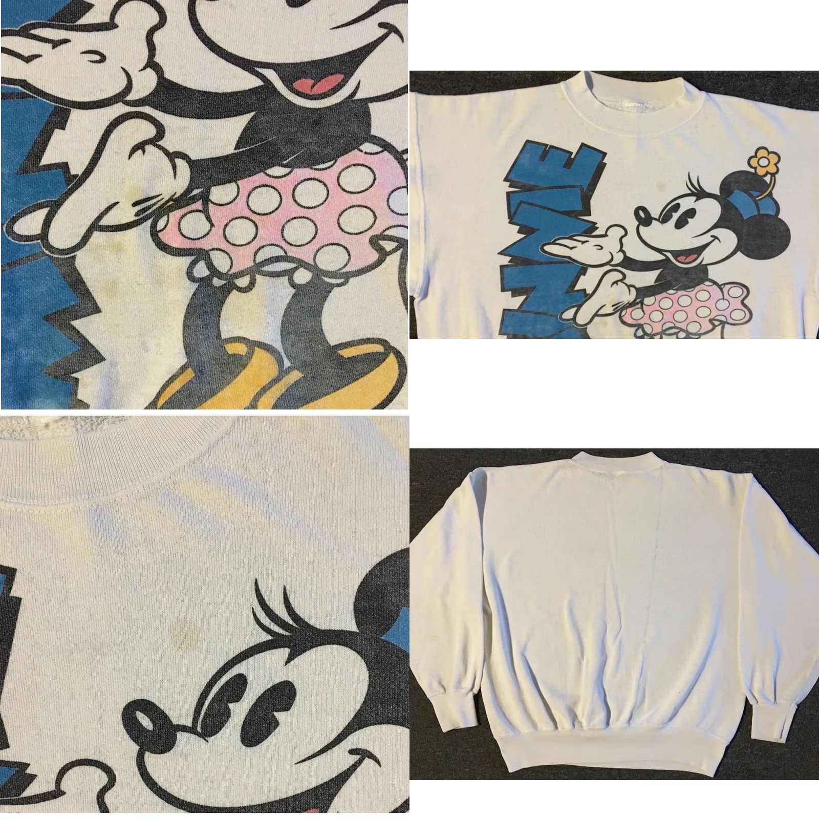 Disney VINTAGE 90s Disney Minnie Mouse Sweatshirt M Boxy Cartoon Grunge All Over Print White Men Size US M / EU 48-50 / 2 - 8 Thumbnail