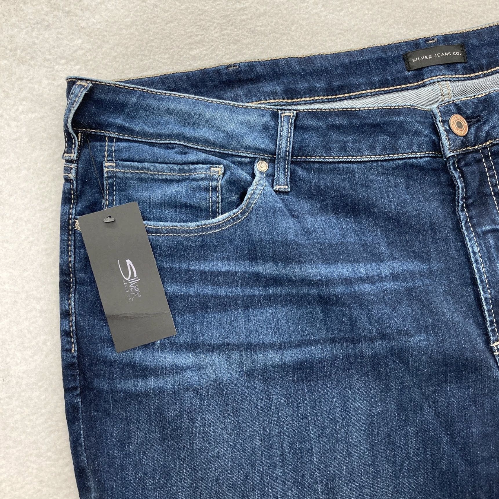 Silver Jeans Co. Silver Jeans Womens Plus 24 Boyfriend Blue Indigo Stretch Denim Grunge Western Jeans Size 42" / US 20 - 3 Thumbnail