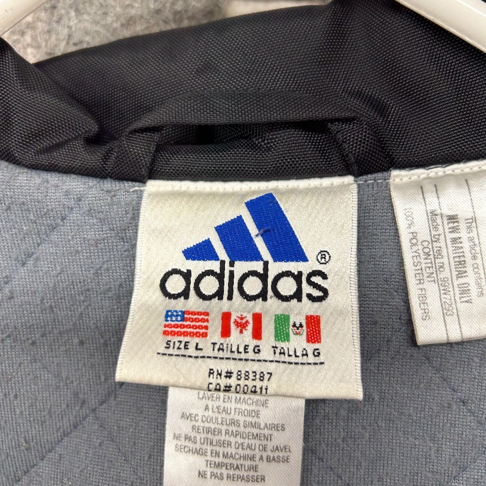 Adidas VINTAGE Adidas Jacket Mens L Black Parka Full Zip Quilted Lined Logo Nylon 90s Size US L / EU 52-54 / 3 - 7 Thumbnail