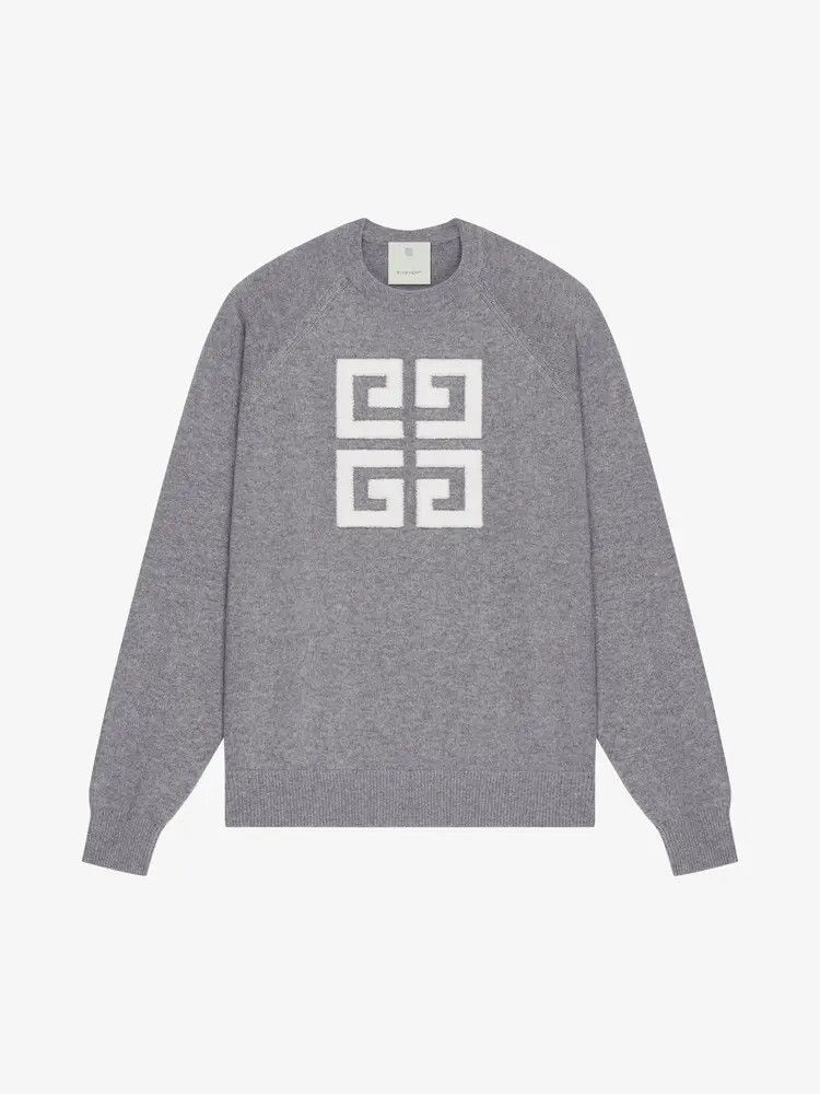 o1srvl11e0725 Bicolor Crewneck Sweater in Grey