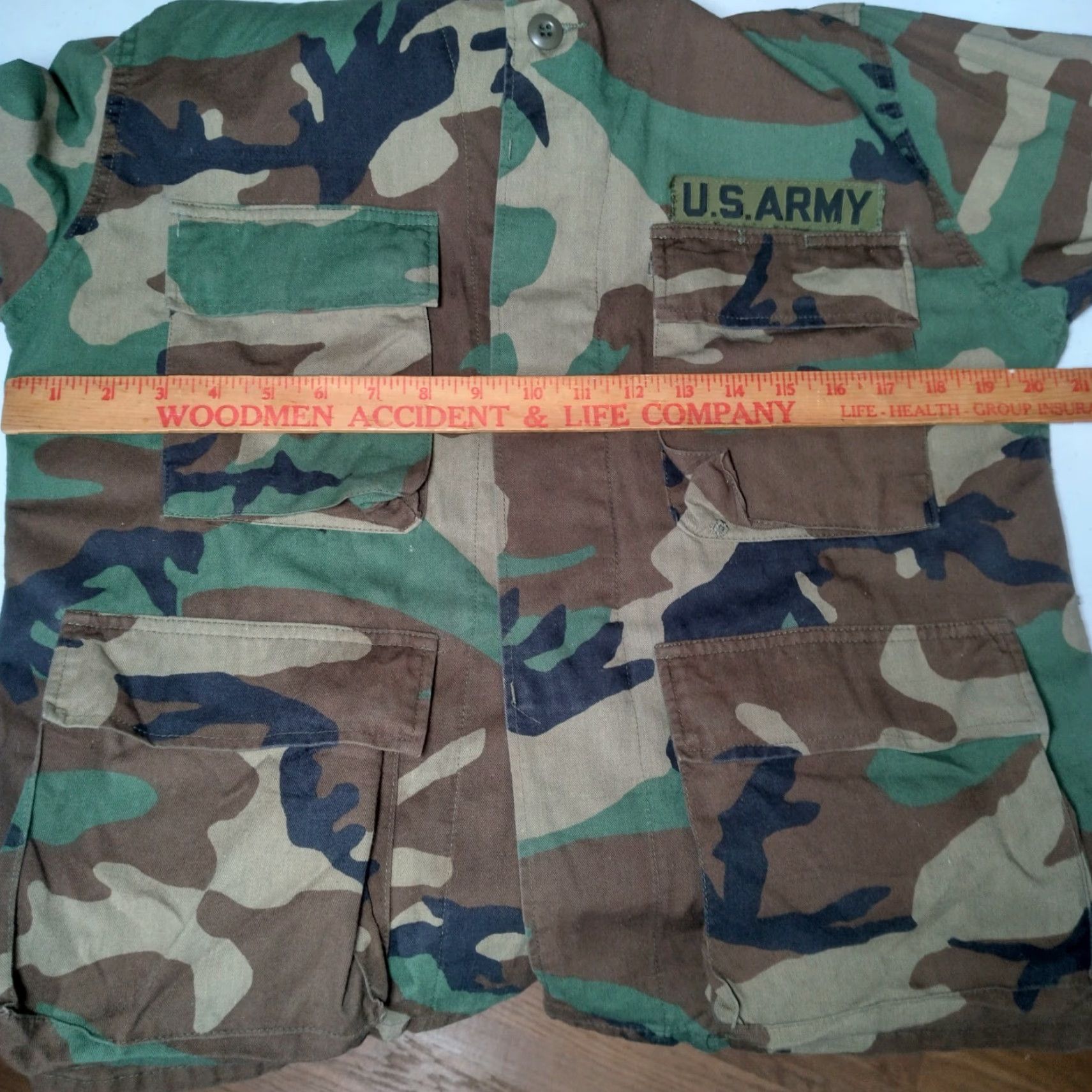 Vintage VINTAGE US ARMY Jacket Camouflage Short Wooldland Distressed Button Cargo Pockets Military CW US Army Patch Small Short Mens Jacket Size US 29 - 5 Thumbnail
