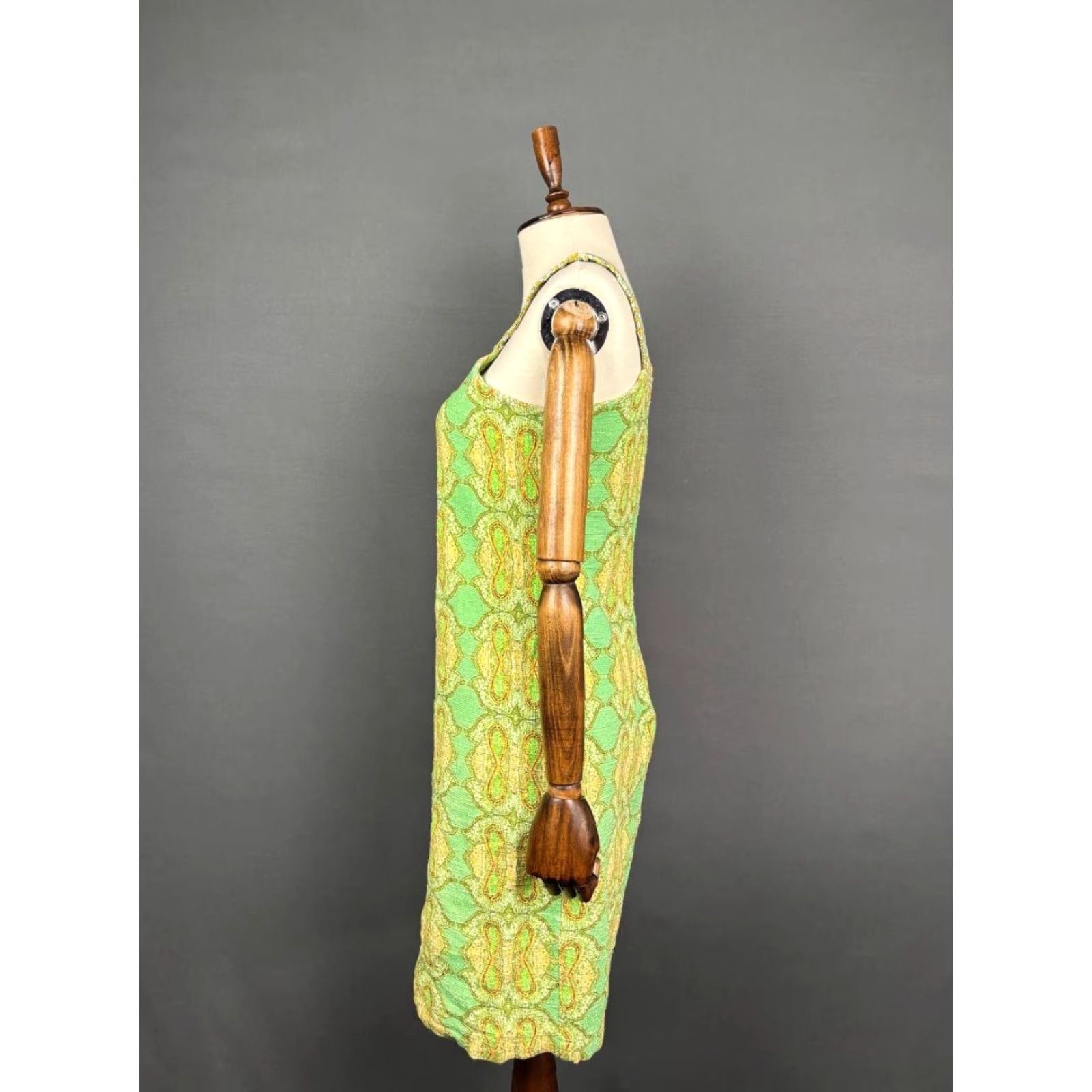Vintage Save the Queen Womens Midi Dress XL Green Cotton Sleeveless Zipper Dress Size XL / US 12-14 / IT 48-50 - 4 Thumbnail