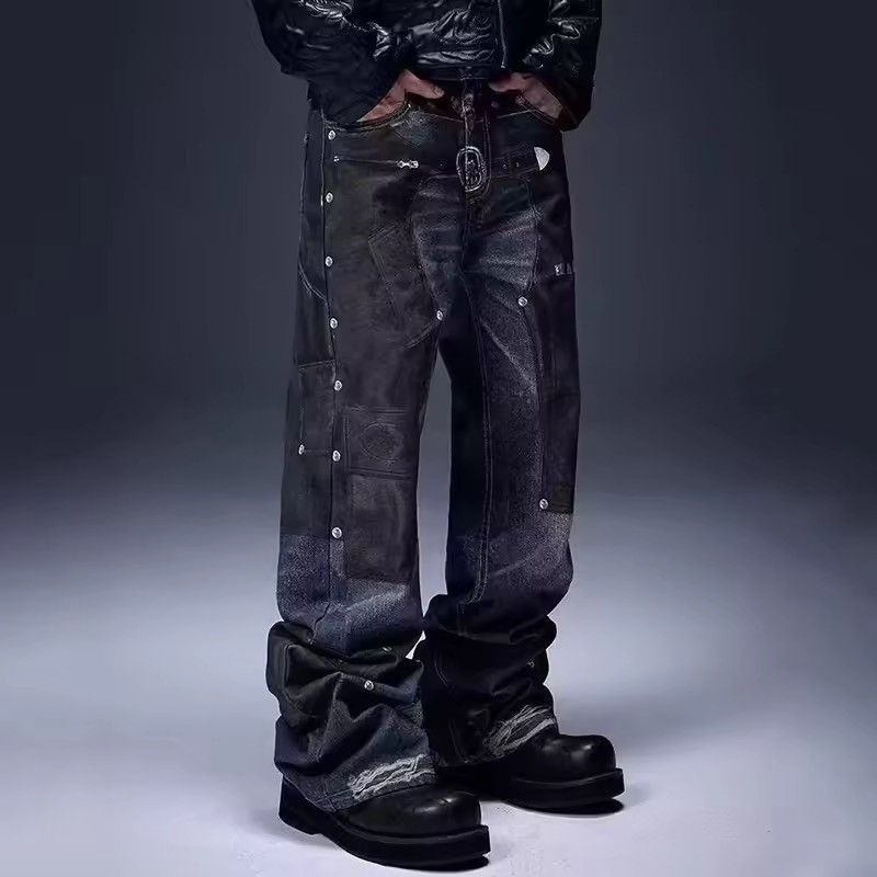 Jean Black Denim Pants with Grommet Details Size US 32 / EU 48 - 1 Thumbnail