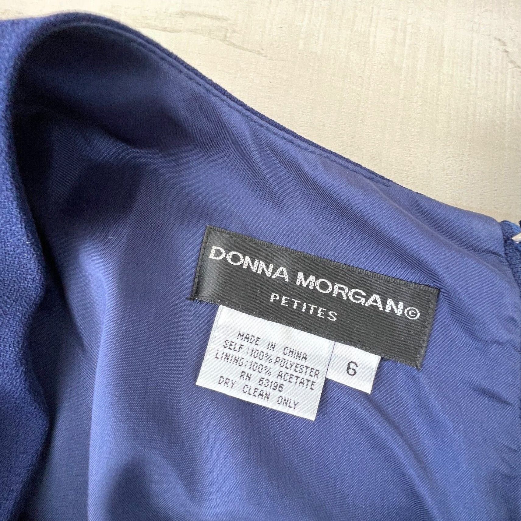 Donna Morgan Donna Morgan Womens Dress Petite 6 Navy Blue Short Sleeve Beaded Dressy Midi Dress Size 28" / US 6 / IT 42 - 4 Thumbnail