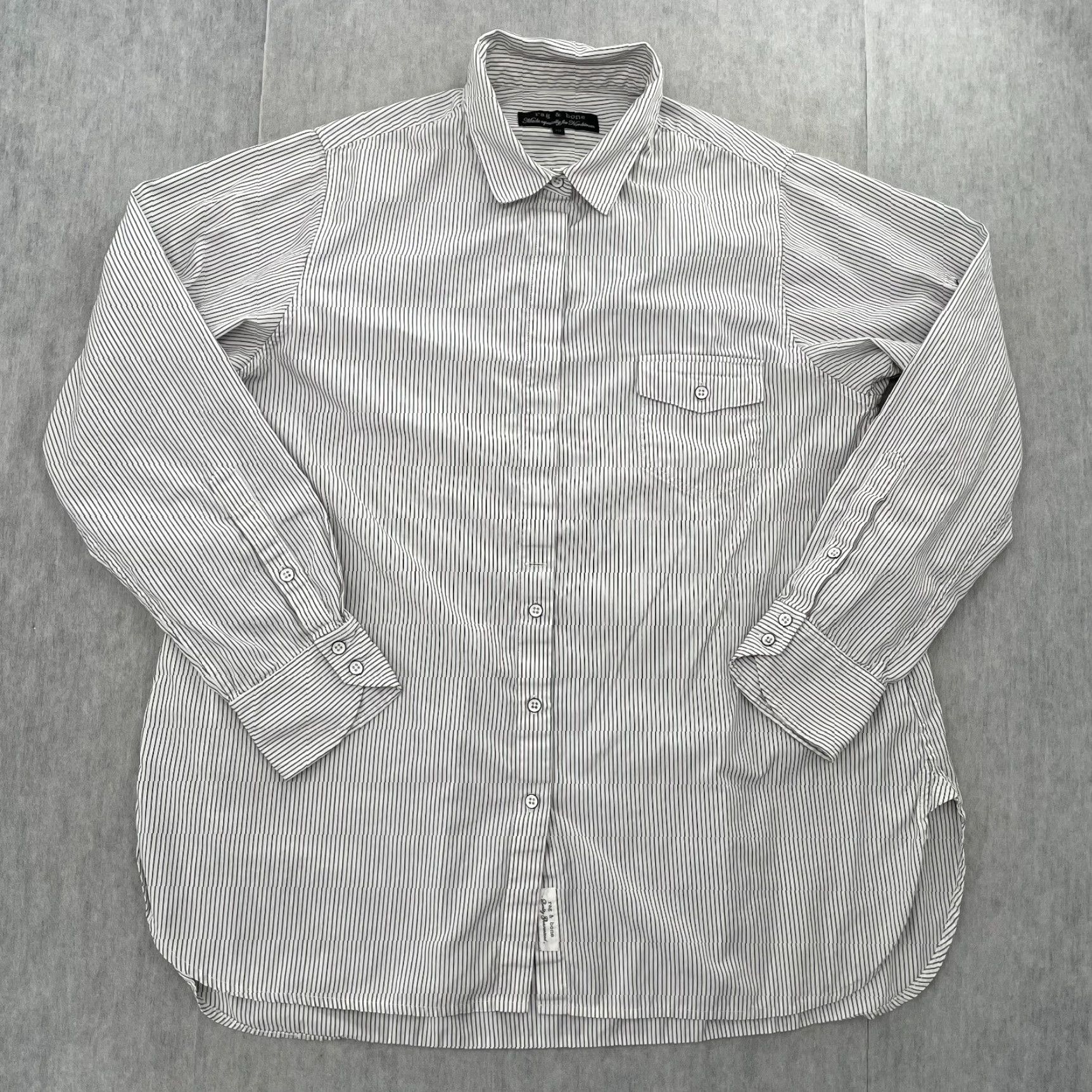 Rag & Bone VINTAGE Rag Bone Shirt Womens Button-Up Long Sleeve Pockets White Black Stripe Ladies 10 Size L / US 10 / IT 46 - 2 Thumbnail