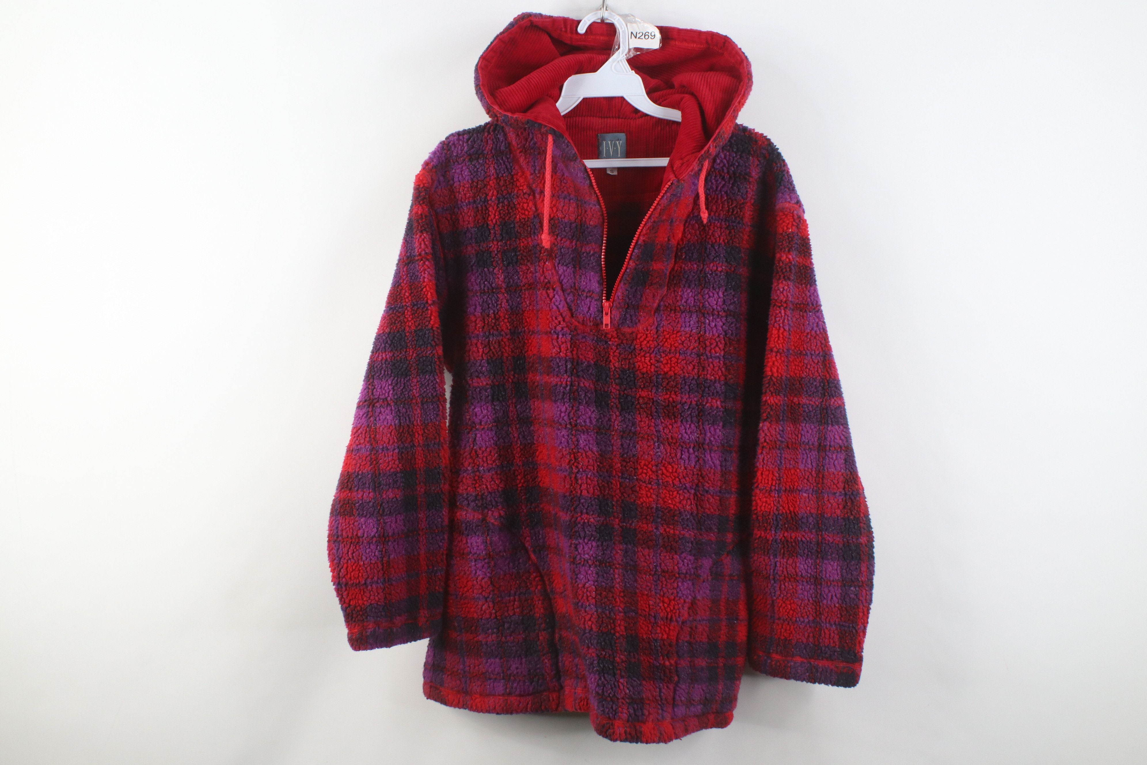 Vintage Vintage 90s Streetwear Deep Pile Fleece 1/4 Zip Hoodie USA Size S / US 4 / IT 40 - 1 Thumbnail