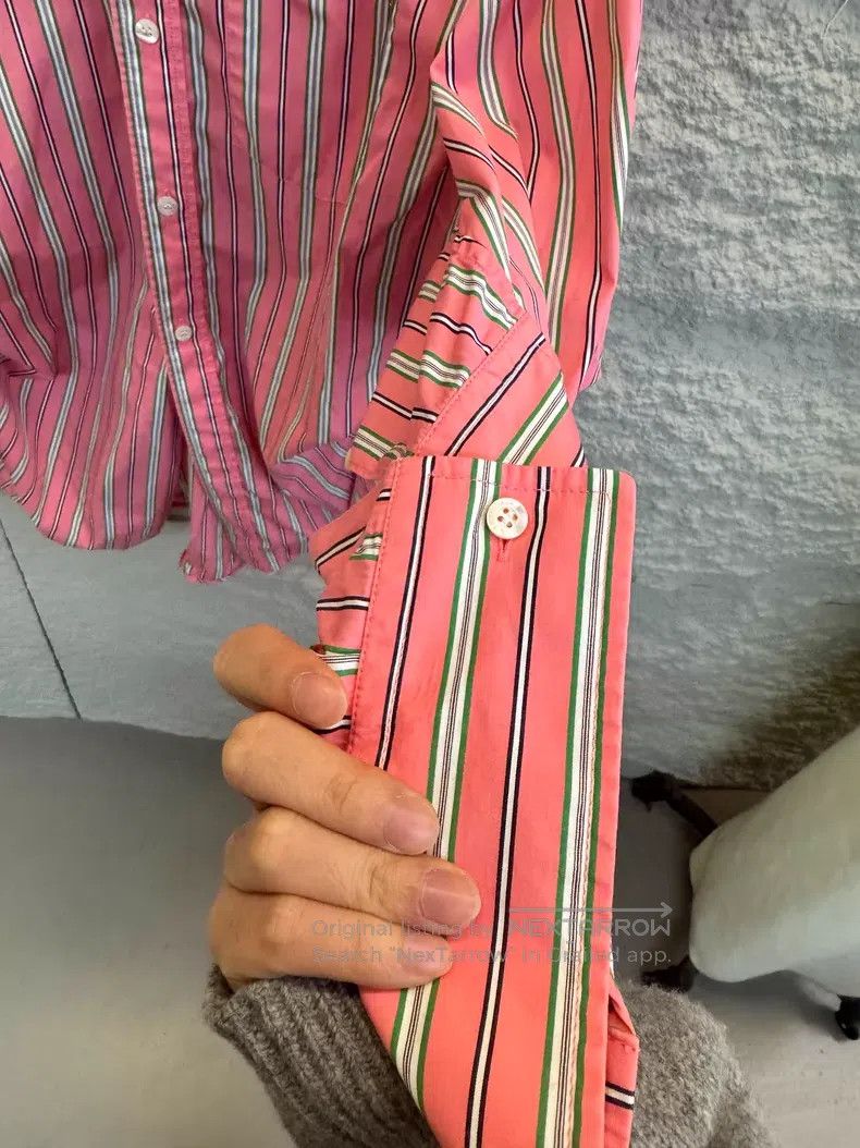 Balenciaga Balenciaga Pink Striped Deconstructed Long Sleeve Shirt Wo Size XXS / US 00 / IT 34 - 3 Thumbnail