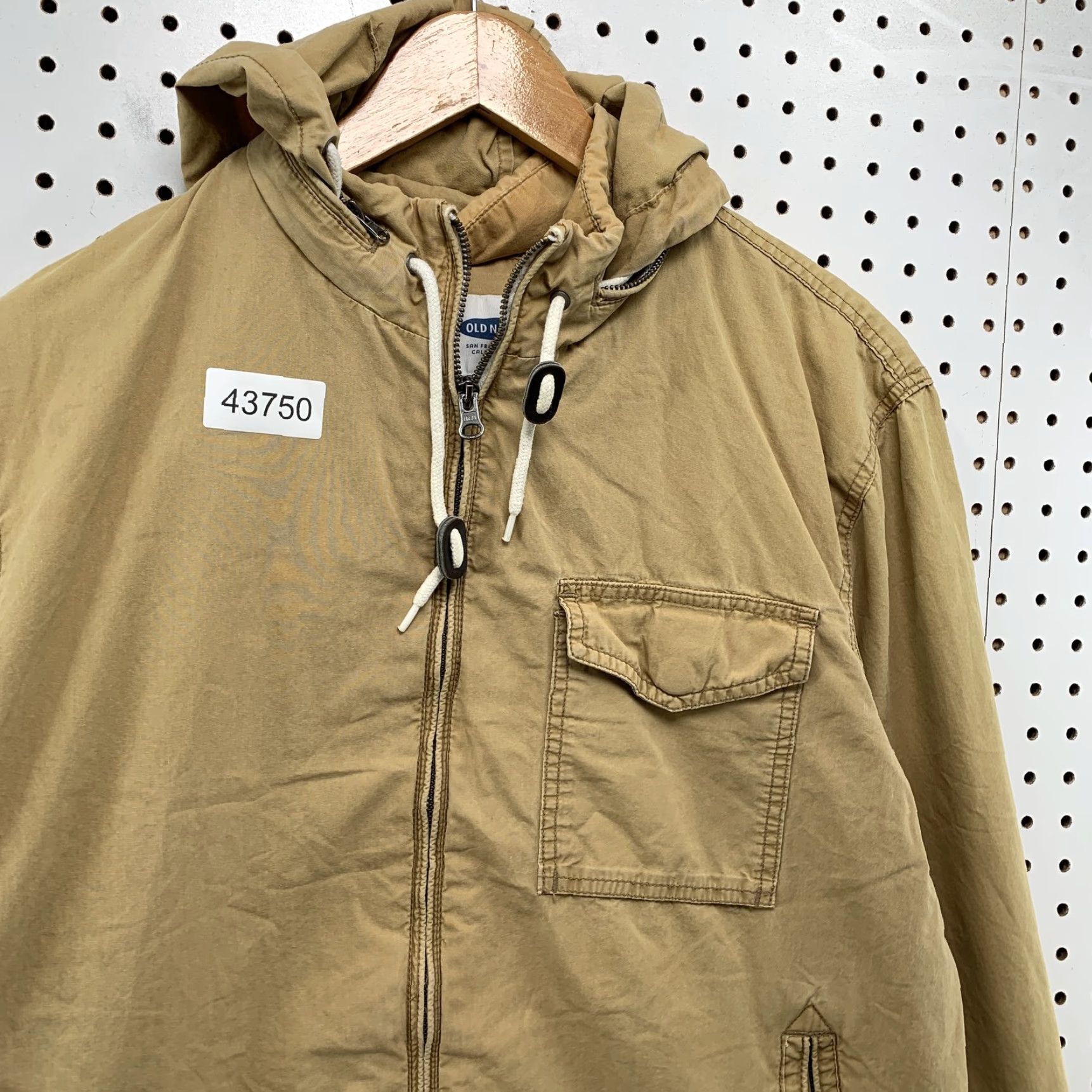 Old Navy VINTAGE Old Navy Hoodie Mens L Tan Lightweight Zip Up Hoodie Size US L / EU 52-54 / 3 - 5 Thumbnail