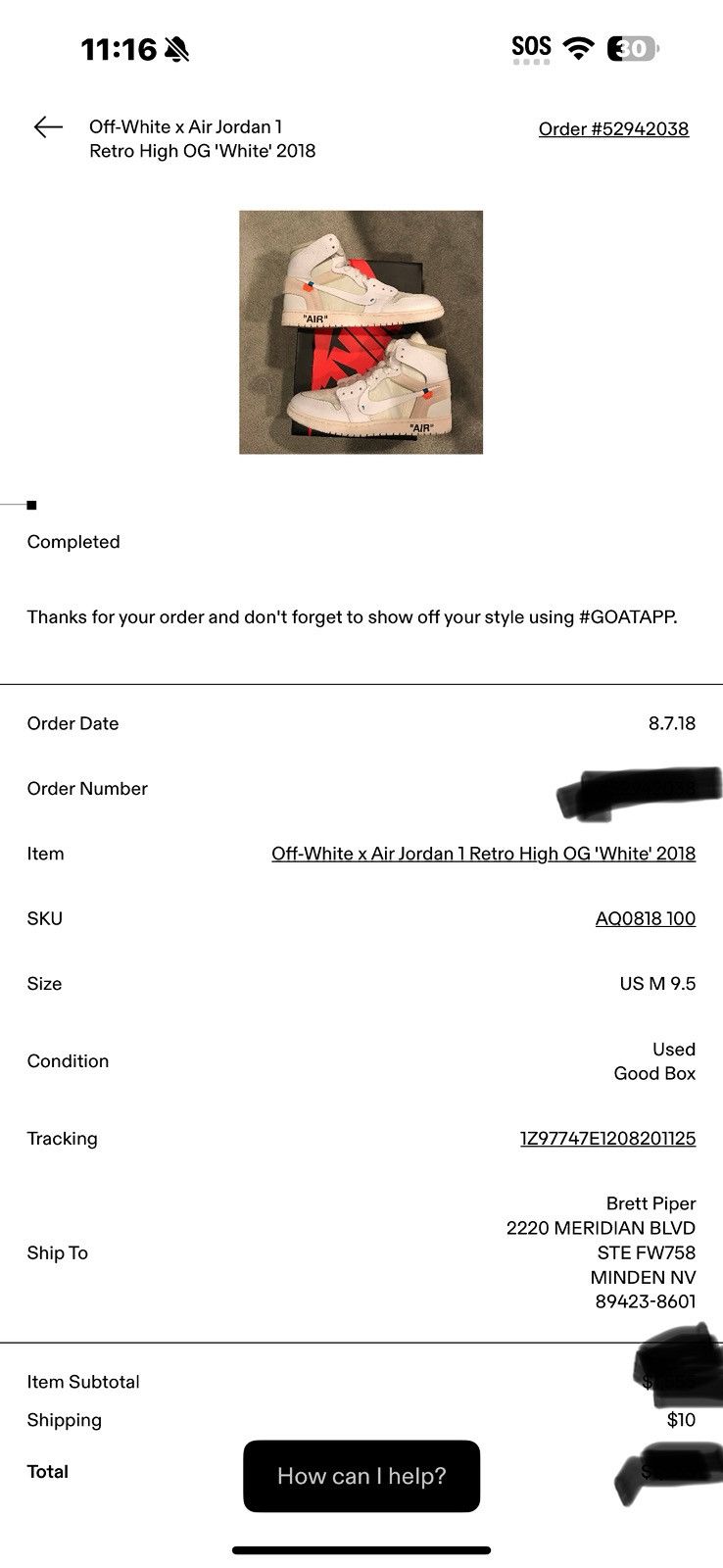 Nike × Off-White Off-White x Air Jordan 1 ‘OG White’ Euro Size US 9.5 / EU 42-43 - 12 Thumbnail