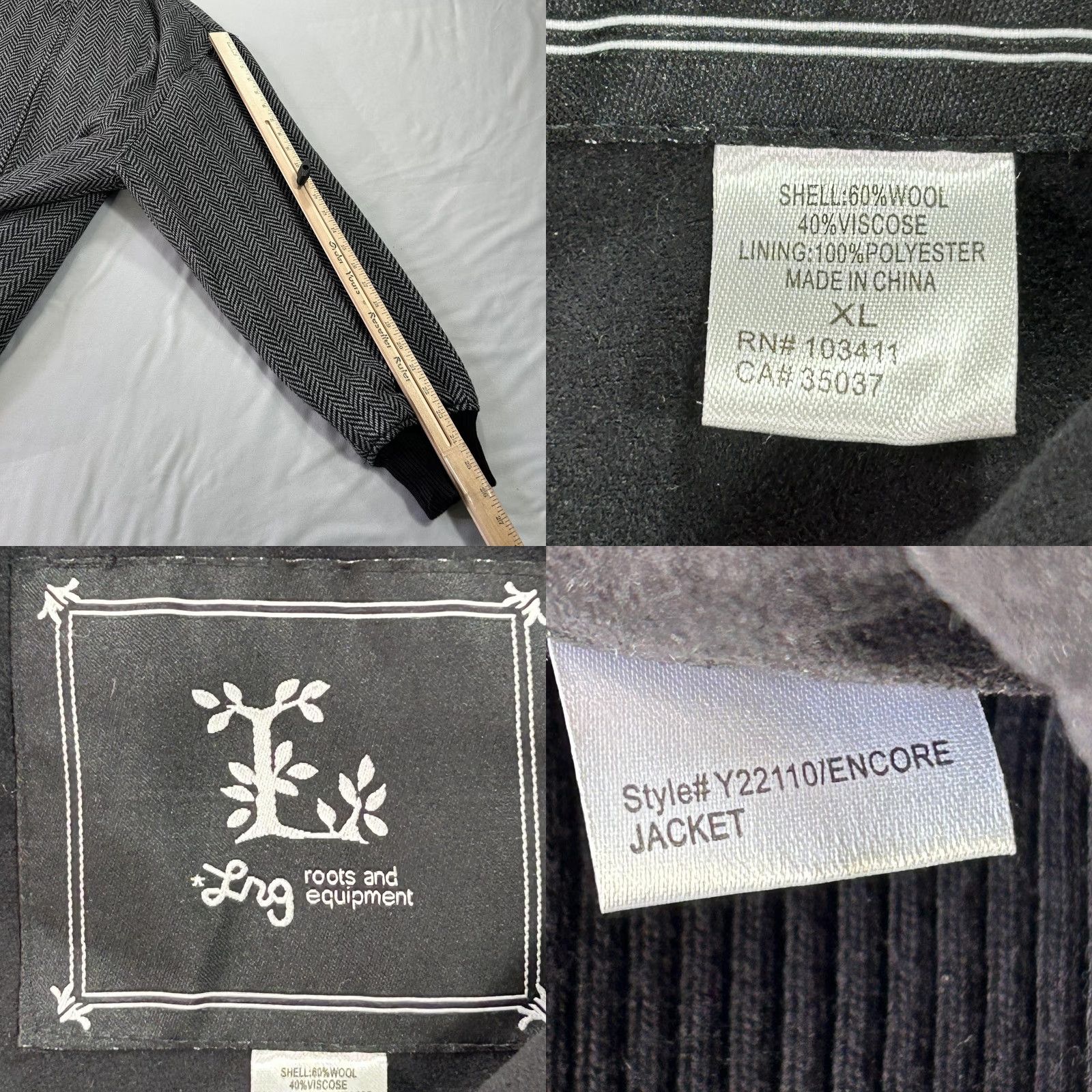 Vintage LRG Jacket Mens XL Gray Herringbone Encore Hooded Wool Blend Full Zip Streetwear Bomber Jacket Lexical Size US XL / EU 56 / 4 - 8 Thumbnail