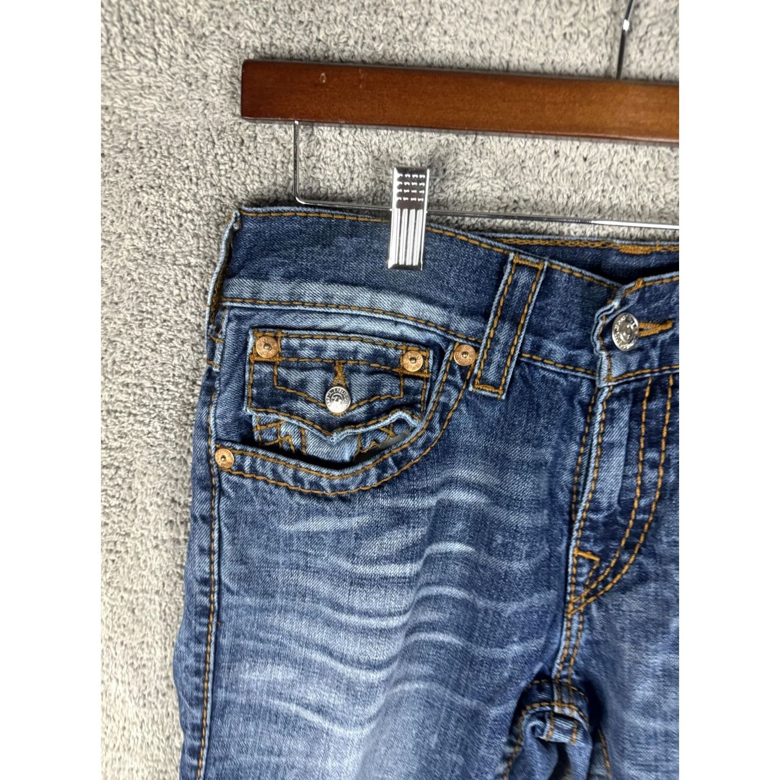 True Religion True Religion Jeans Mens 30 Blue Straight Big T Red Org Flap Pockets Denim Shirt? Size US 30 / EU 46 - 2 Thumbnail