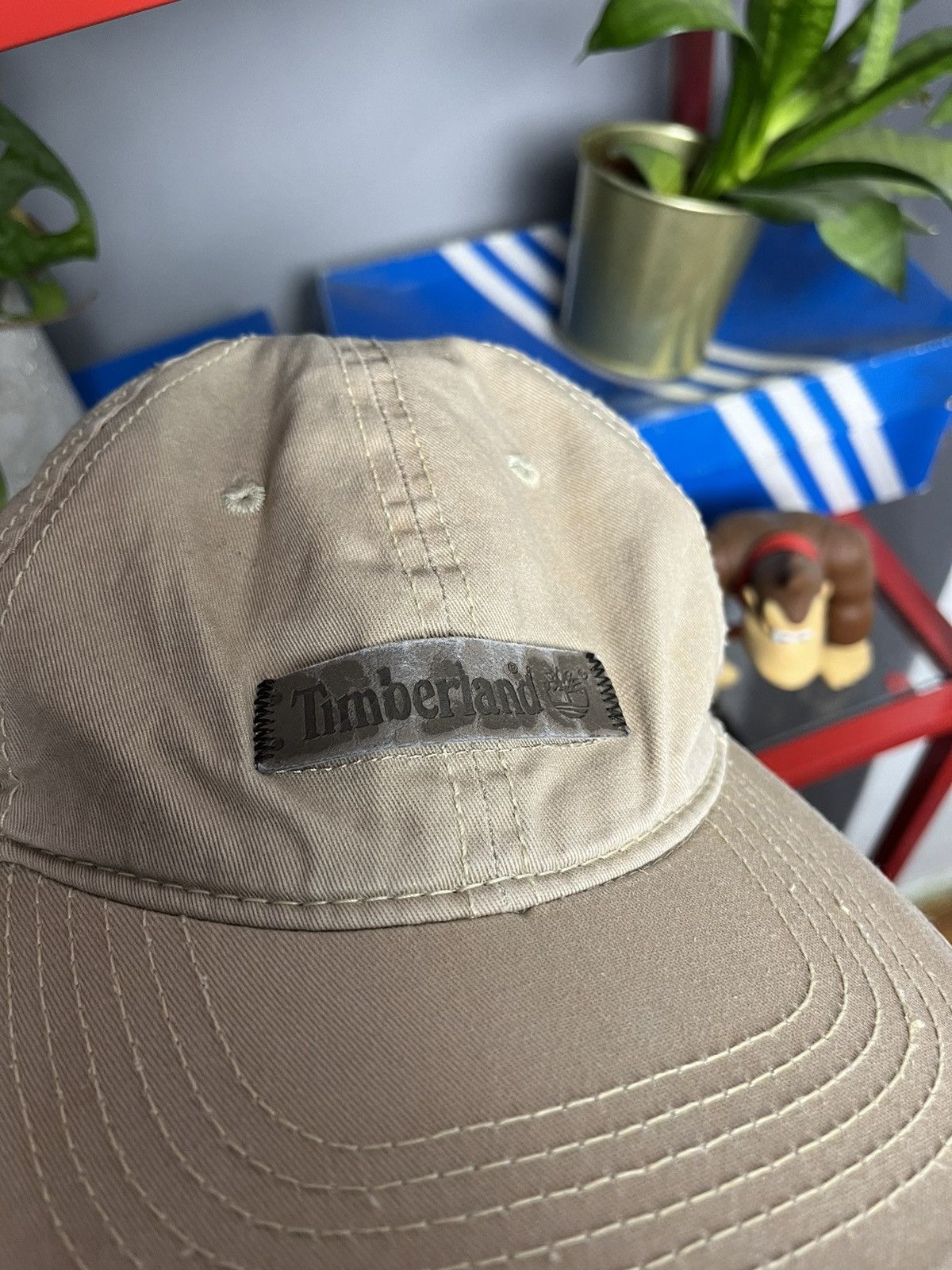 Timberland × Vintage Vintage 90s Timberland distressed leather tab logo hat Size ONE SIZE - 3 Thumbnail