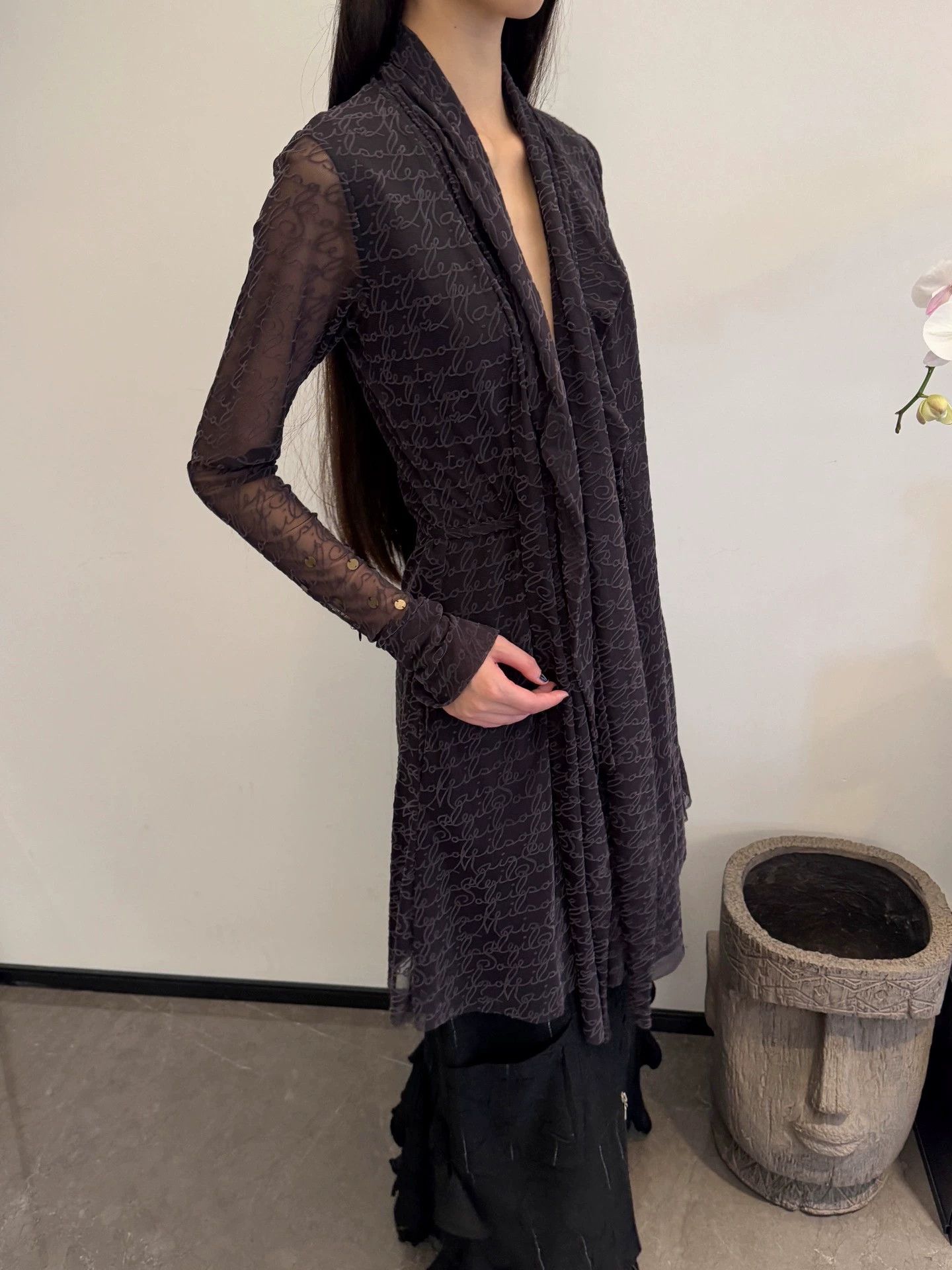 Vintage French Brand Slim Sheer Mesh-Paneled Cardigan XS Size XS / US 0-2 / IT 36-38 - 5 Thumbnail