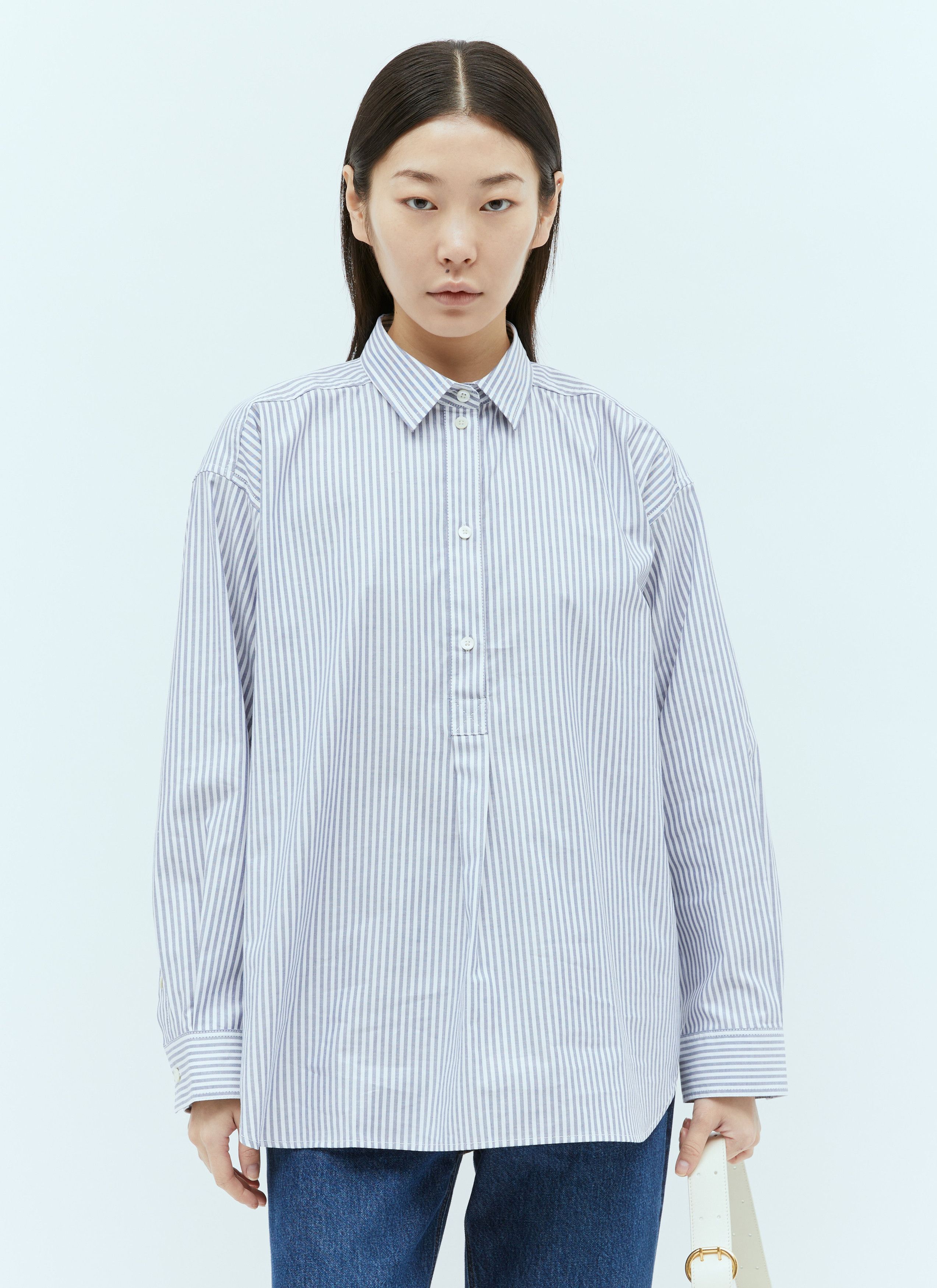 Toteme Striped Half-Placket Shirt Size XS / US 0-2 / IT 36-38 - 1 Thumbnail