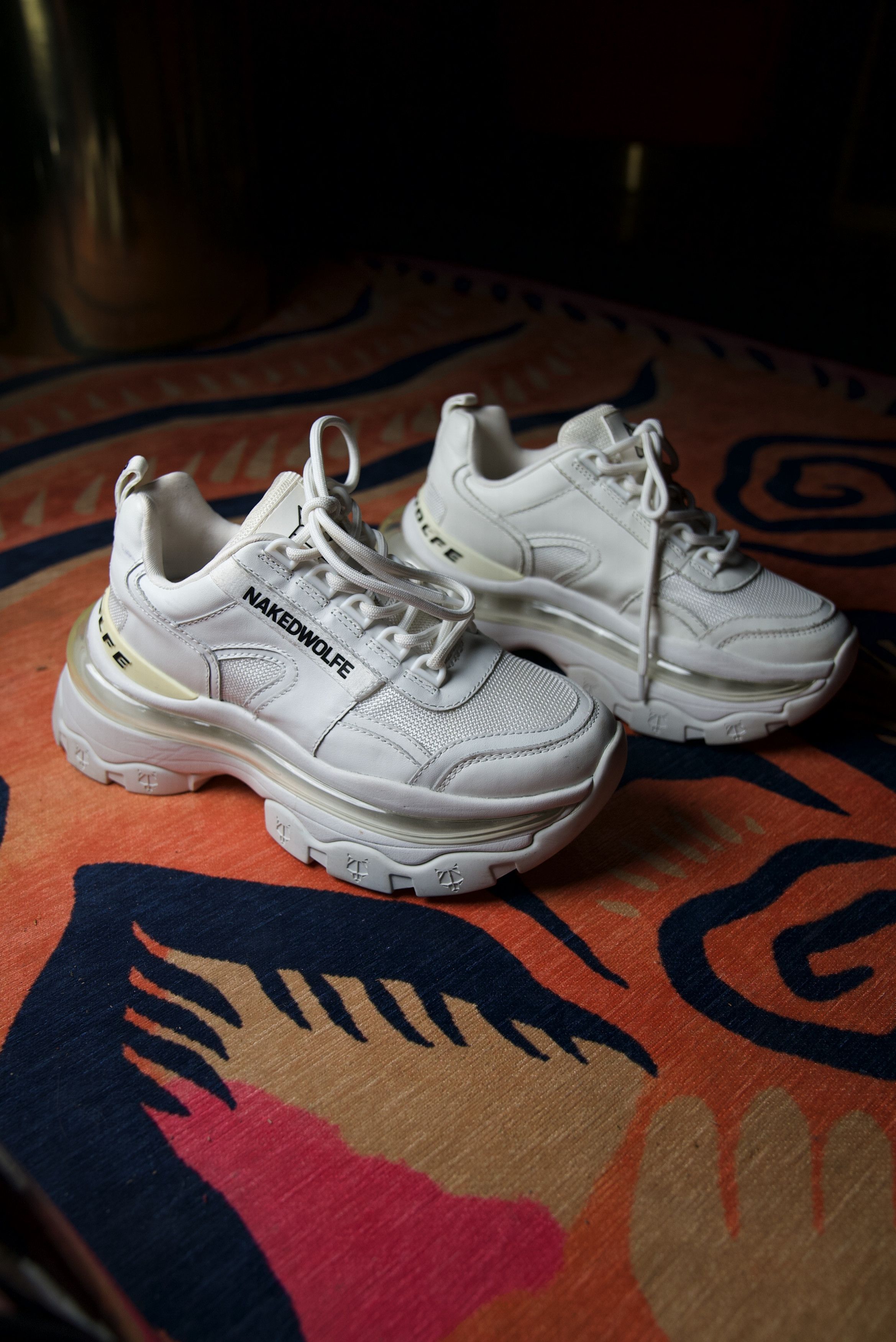 image of Naked Wolfe Fierce Bulky Platform Sneakers in White, Women's (Size 8)