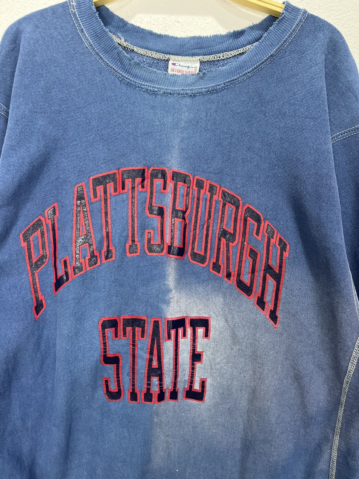 Champion × Vintage Vintage 90's Champion Reverse Weave Plattsburgh State Hoodie Size US L / EU 52-54 / 3 - 3 Thumbnail
