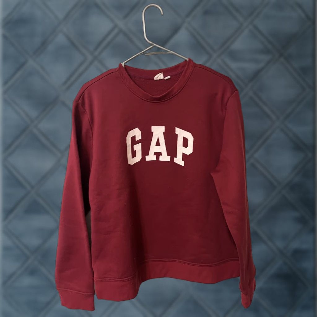 Gap Gap Logo Crew Neck Fleece Sweatshirt Women Burgundy XL Relaxed Pullover Size XL / US 12-14 / IT 48-50 - 1 Thumbnail