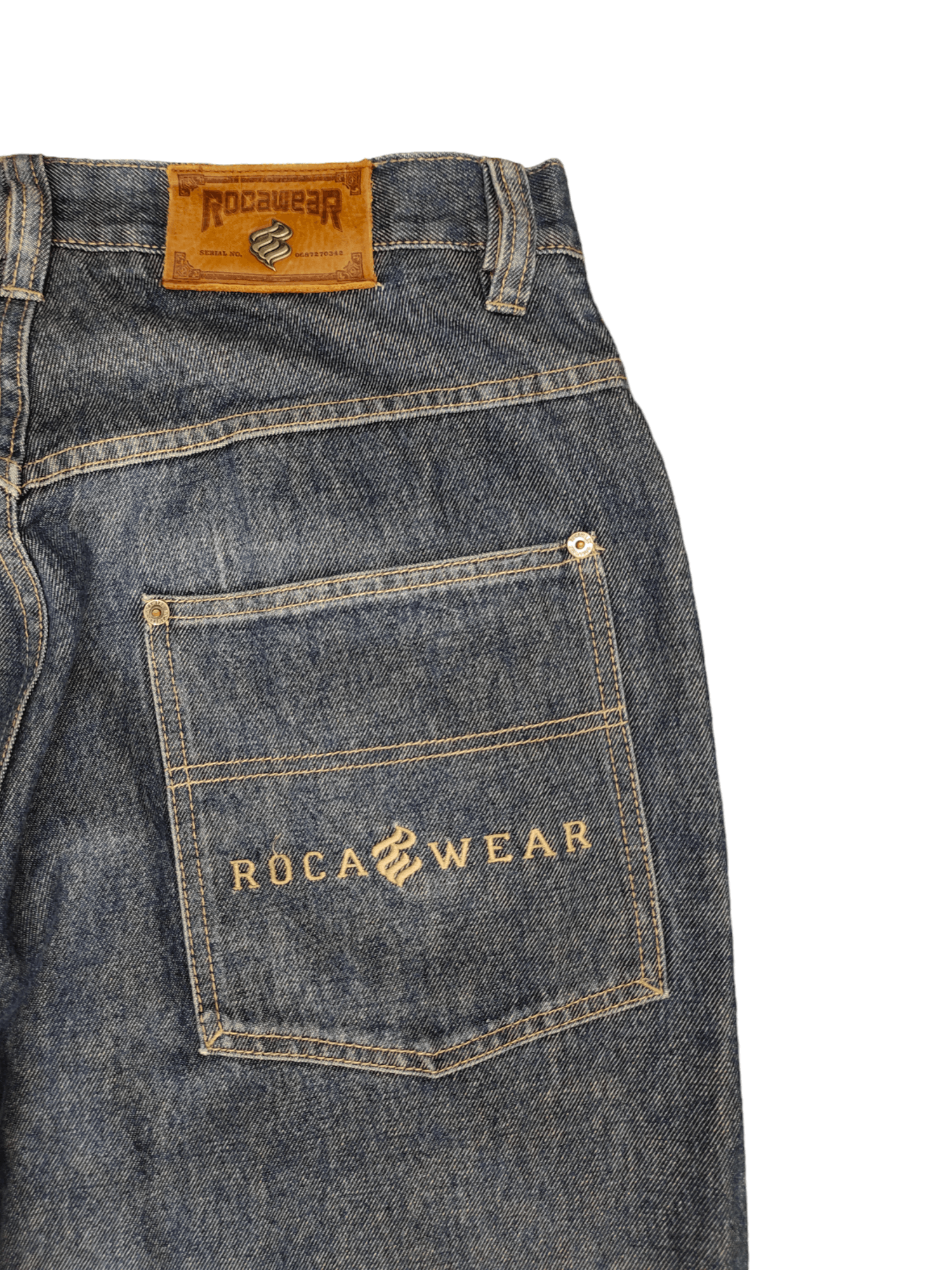 Rocawear Baggy Jeans Rocawear Distress Embroidered Wide Leg Denim Y2k Size US 35 - 3 Thumbnail